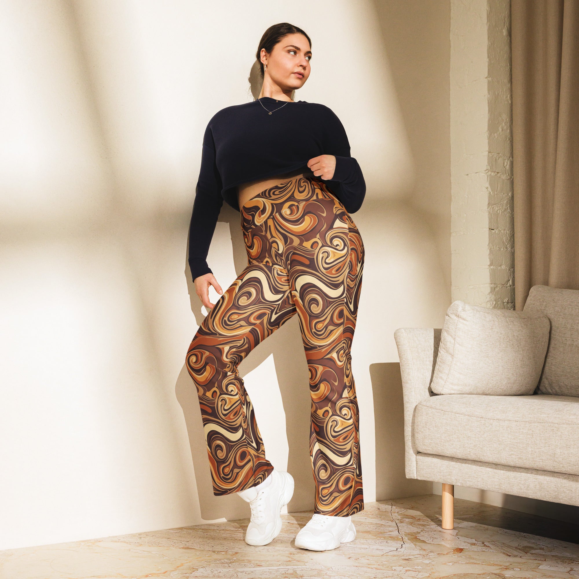 Liquid Marble Earth Agate Flare Leggings | GearBunch