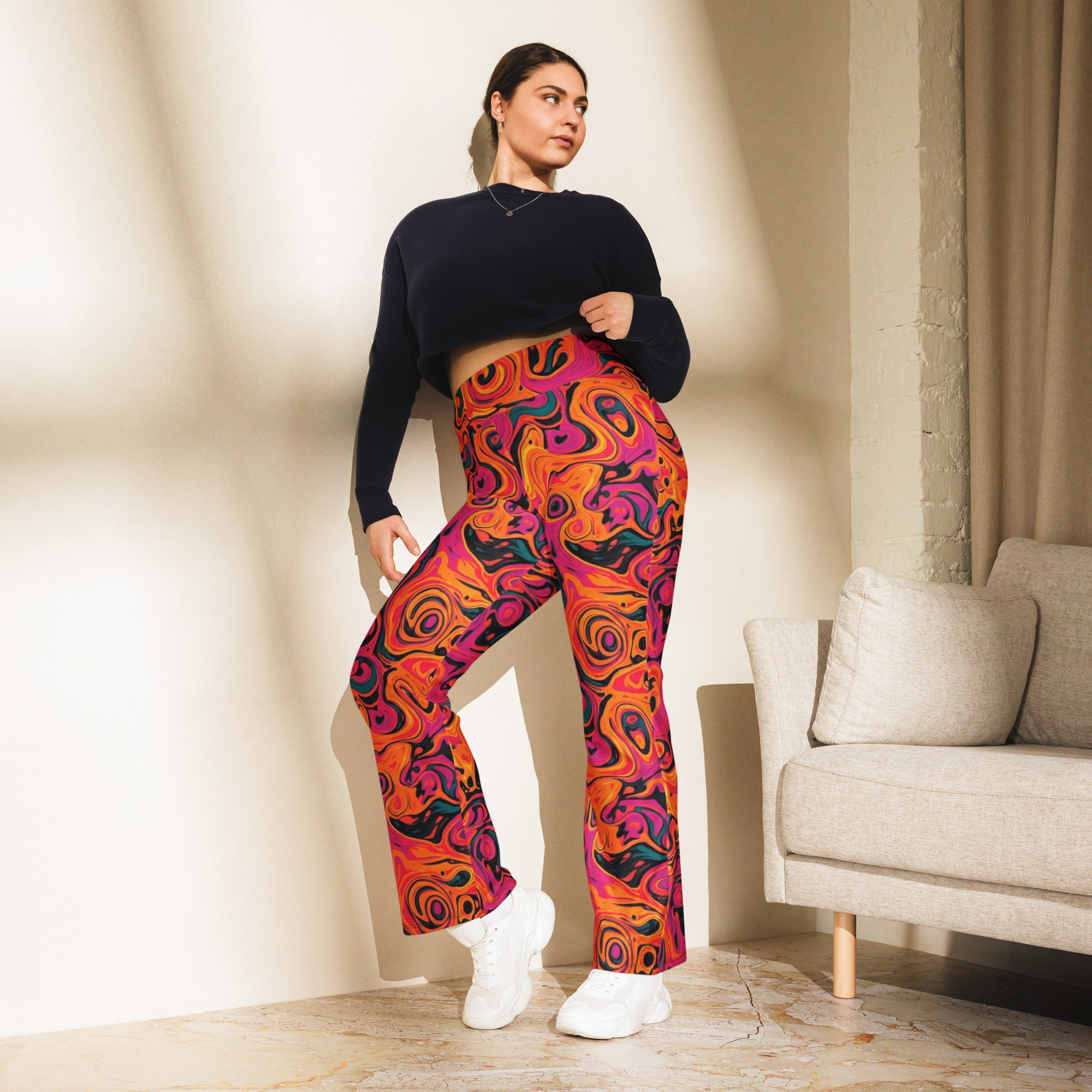 Liquid Marble Fire Opal Flare Leggings | GearBunch