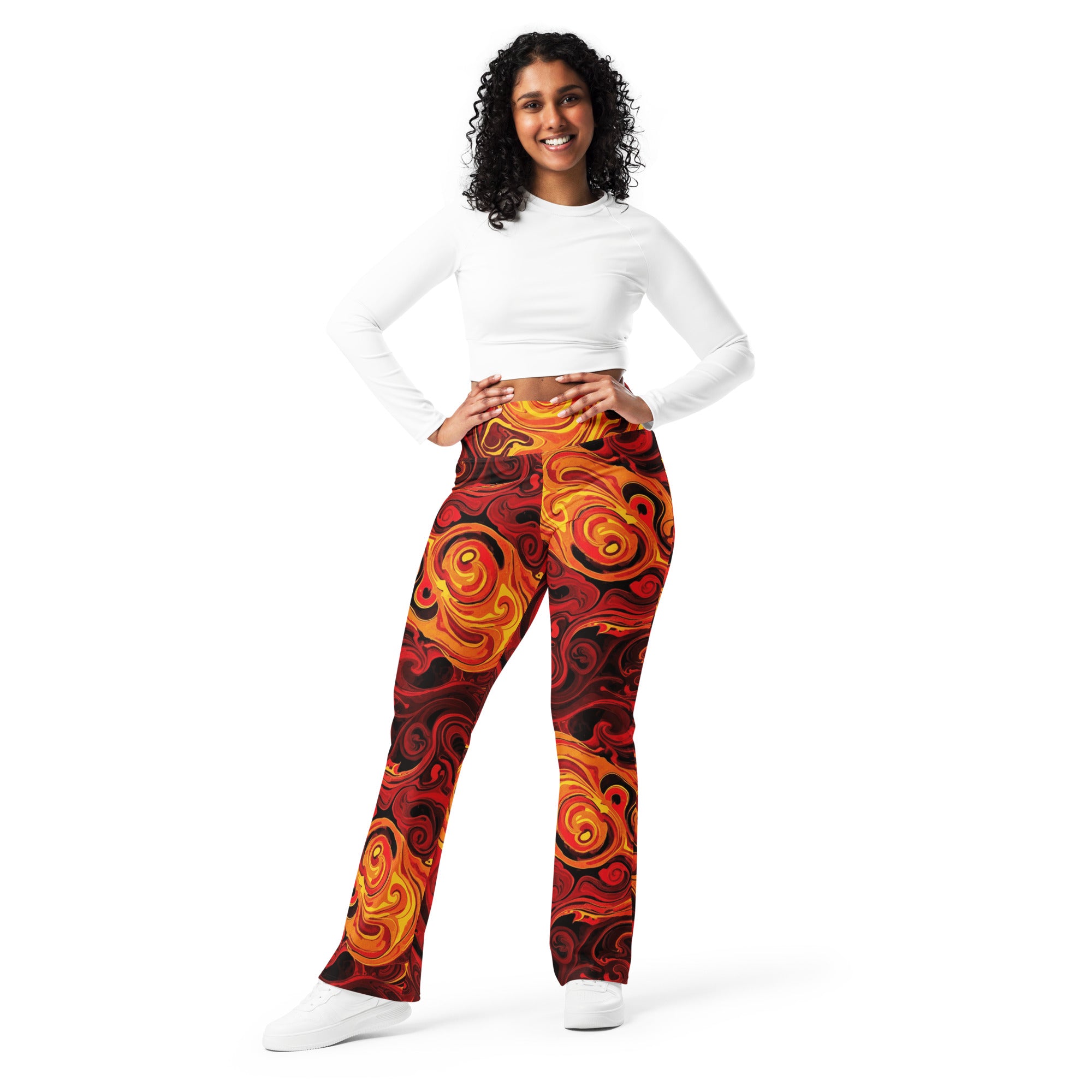 Liquid Marble Lava Flow Flare Leggings | GearBunch