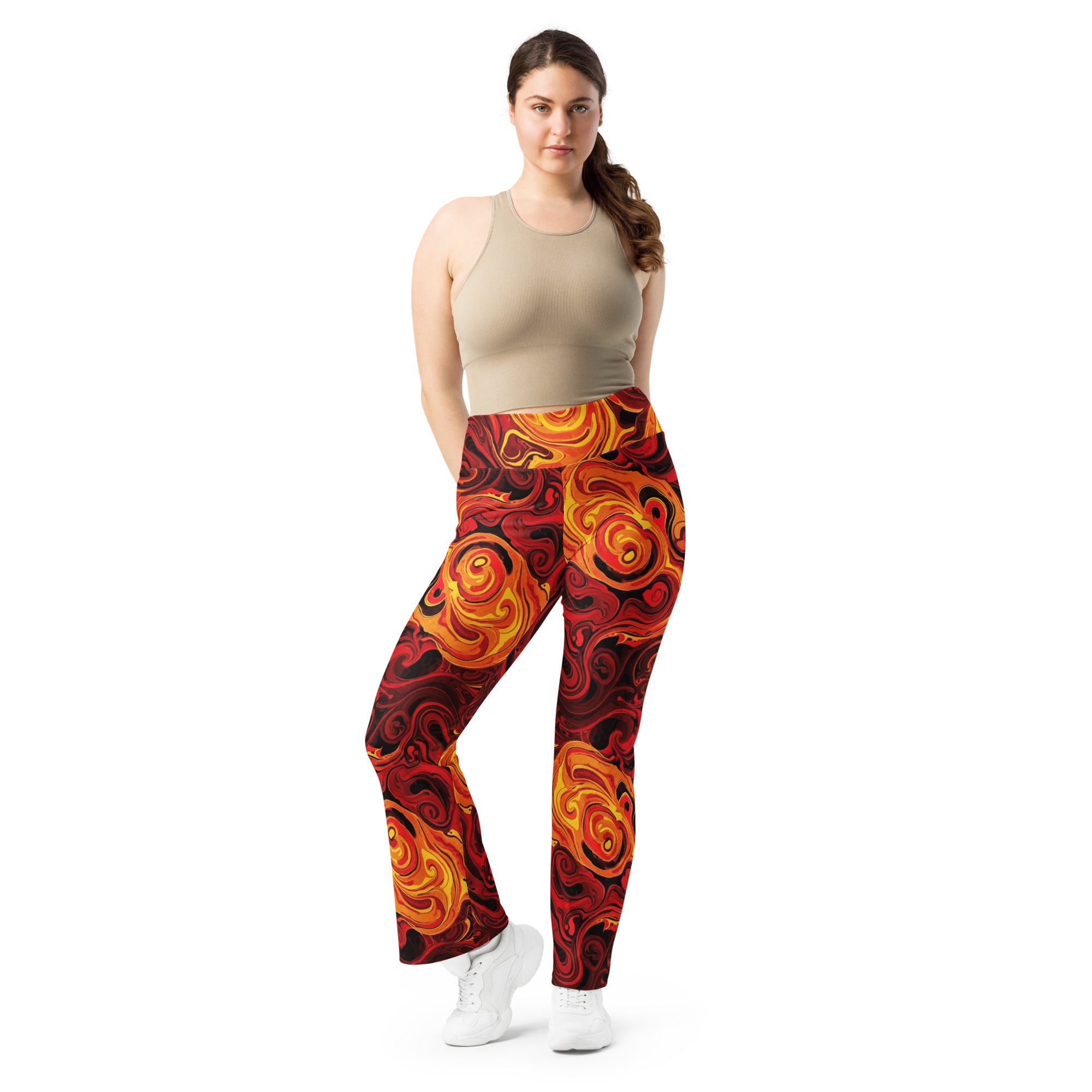Liquid Marble Lava Flow Flare Leggings | GearBunch