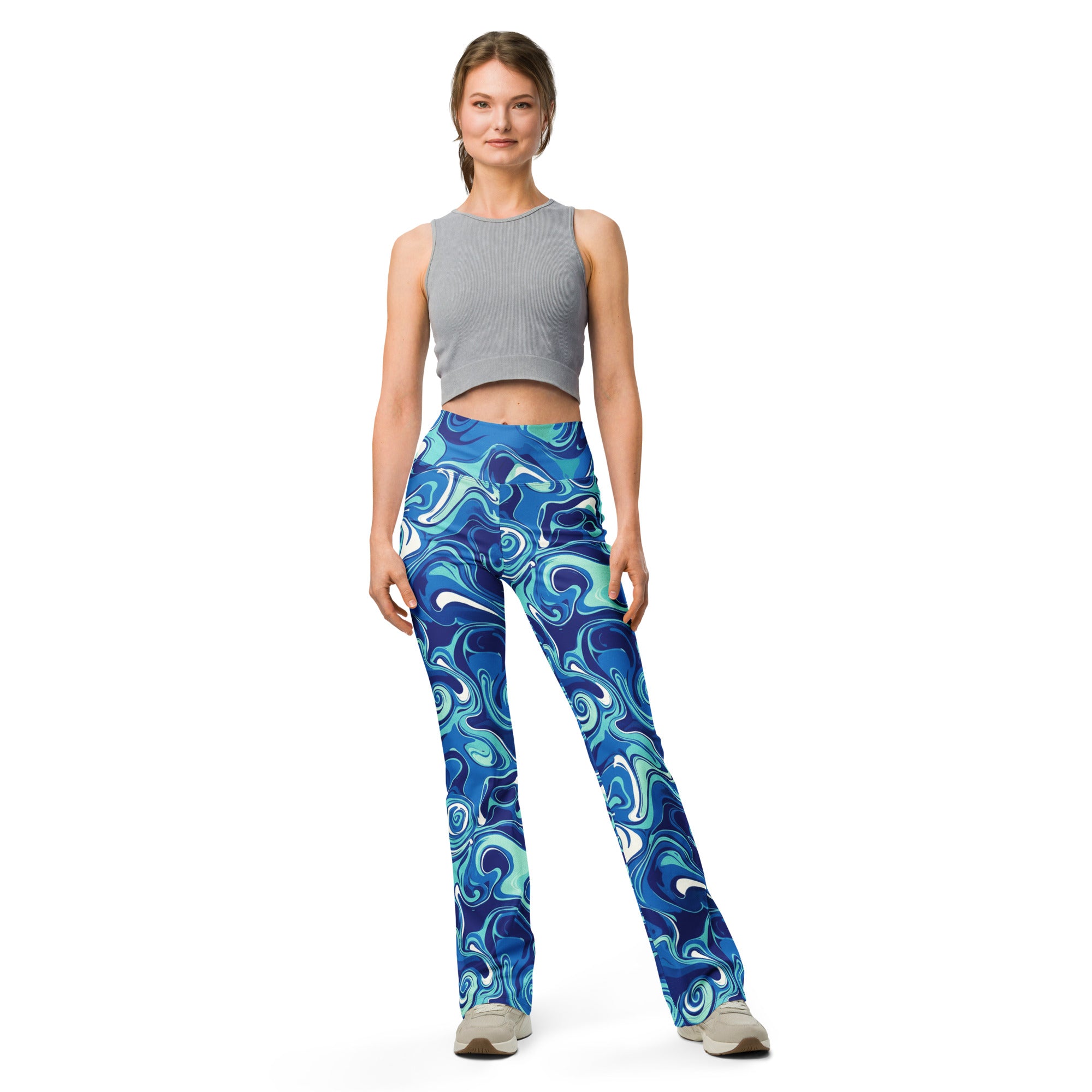 Liquid Marble Ocean Current Flare Leggings | GearBunch