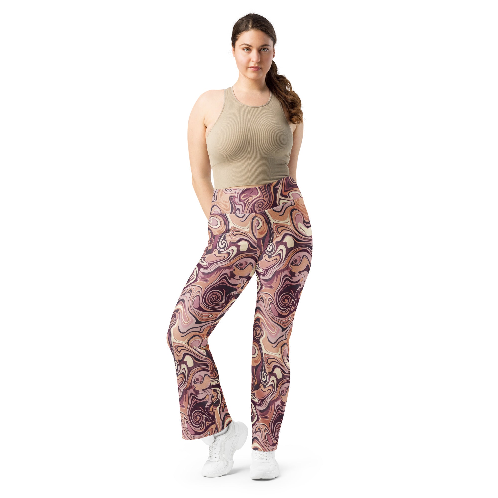 Liquid Marble Rose Gold Luxe Flare Leggings | GearBunch