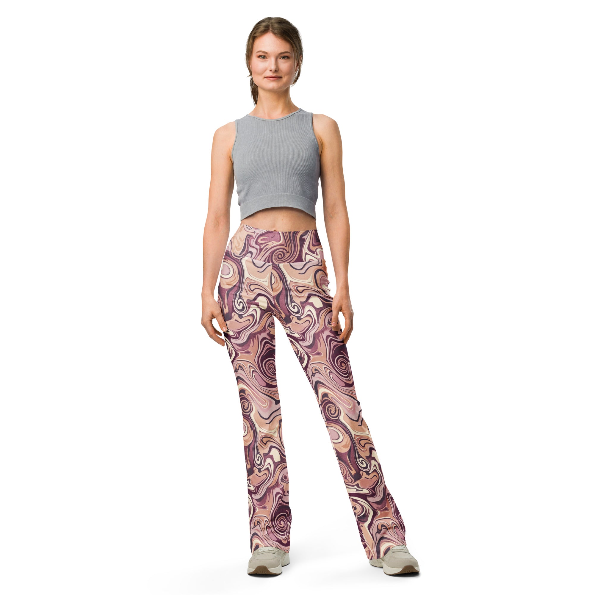 Liquid Marble Rose Gold Luxe Flare Leggings | GearBunch