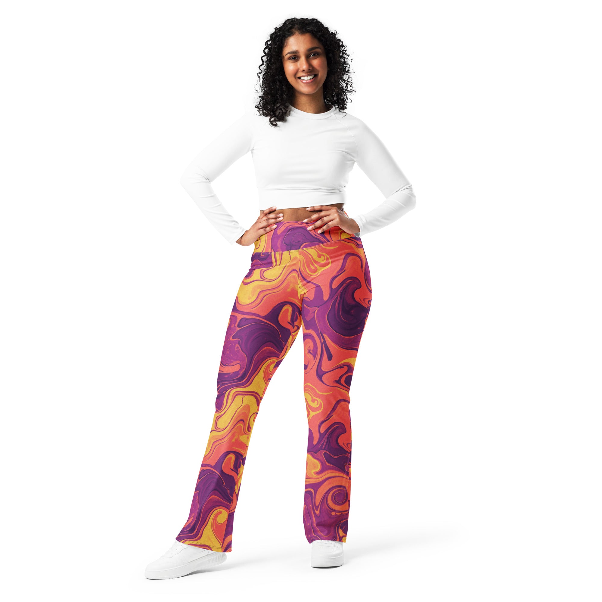 Liquid Marble Sunset Horizon Flare Leggings | GearBunch