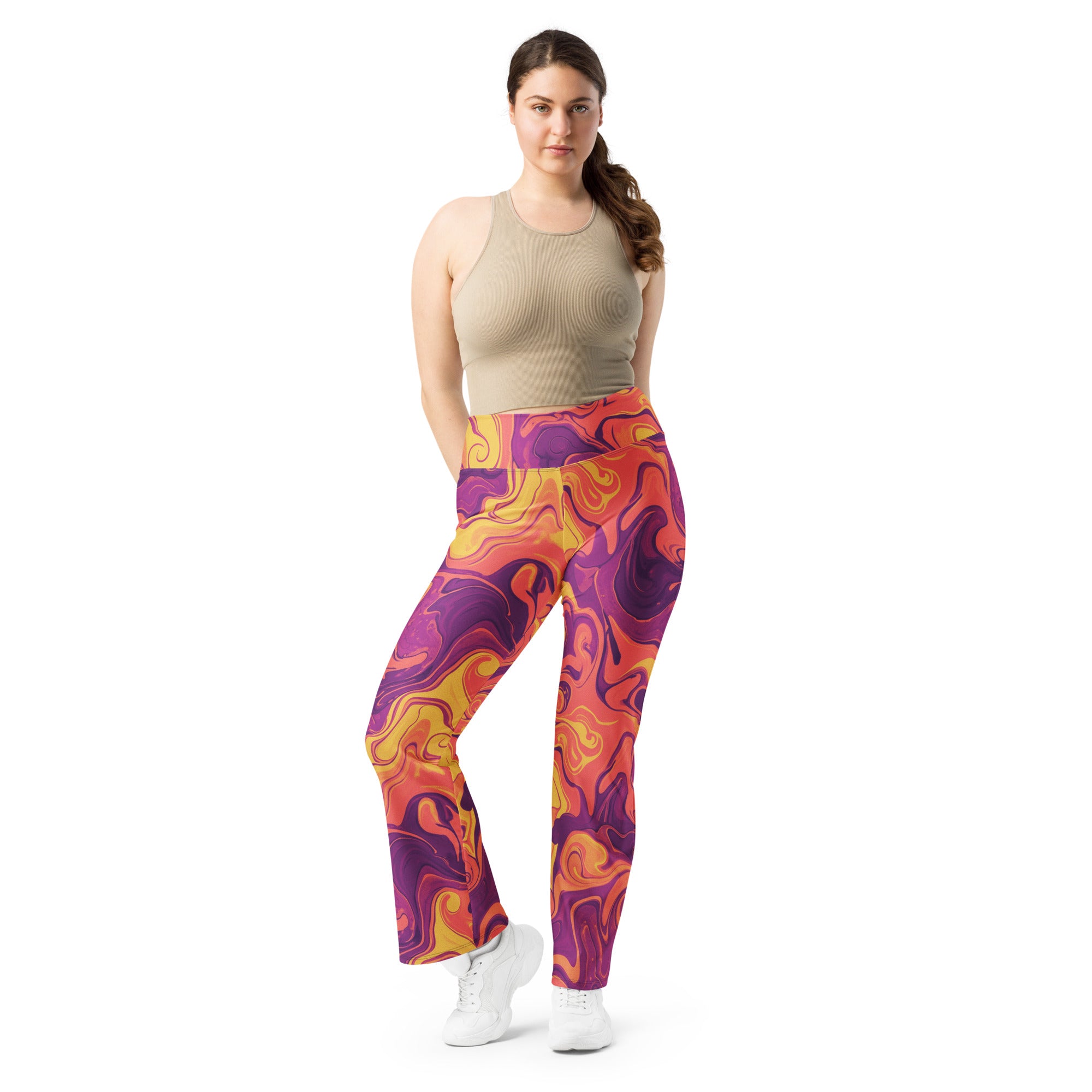 Liquid Marble Sunset Horizon Flare Leggings | GearBunch