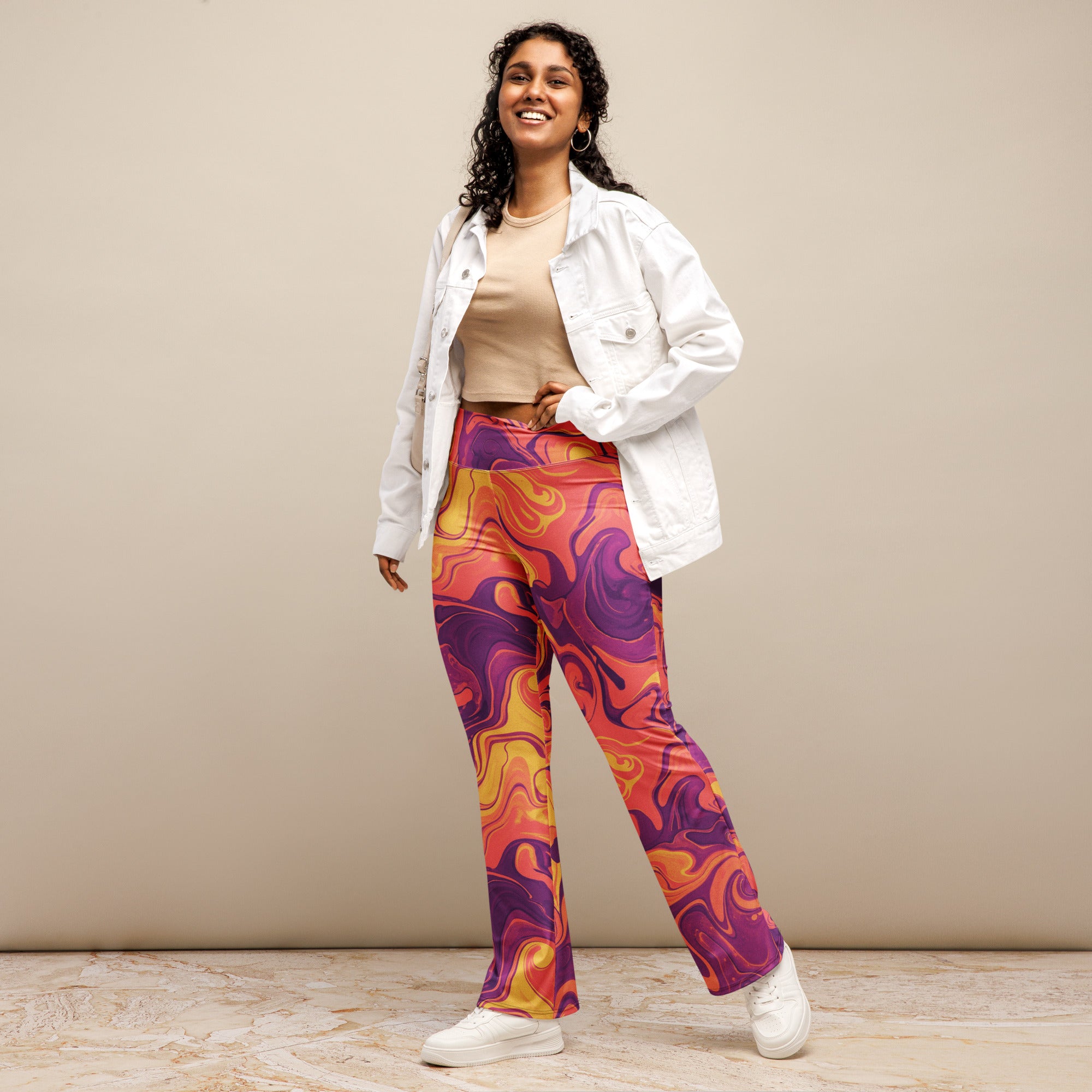 Liquid Marble Sunset Horizon Flare Leggings | GearBunch