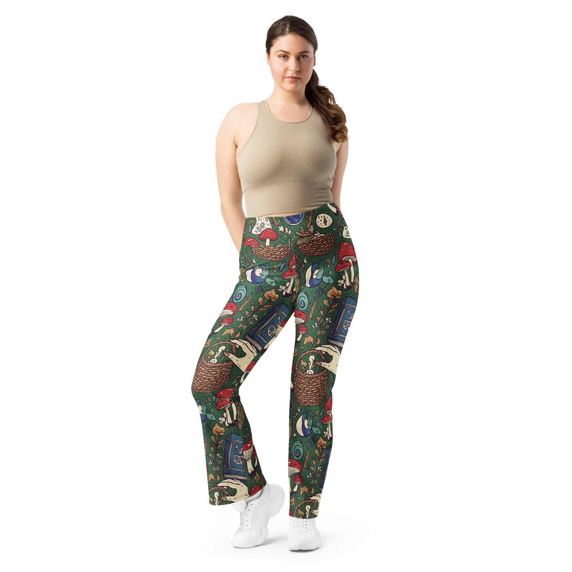 Mushroom Foraging Witch Flare Leggings | GearBunch