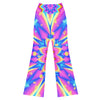 GearBunch Psychedelic Candy Rave Flare Leggings with vibrant neon pink, blue, purple, yellow, green, and orange radial design.