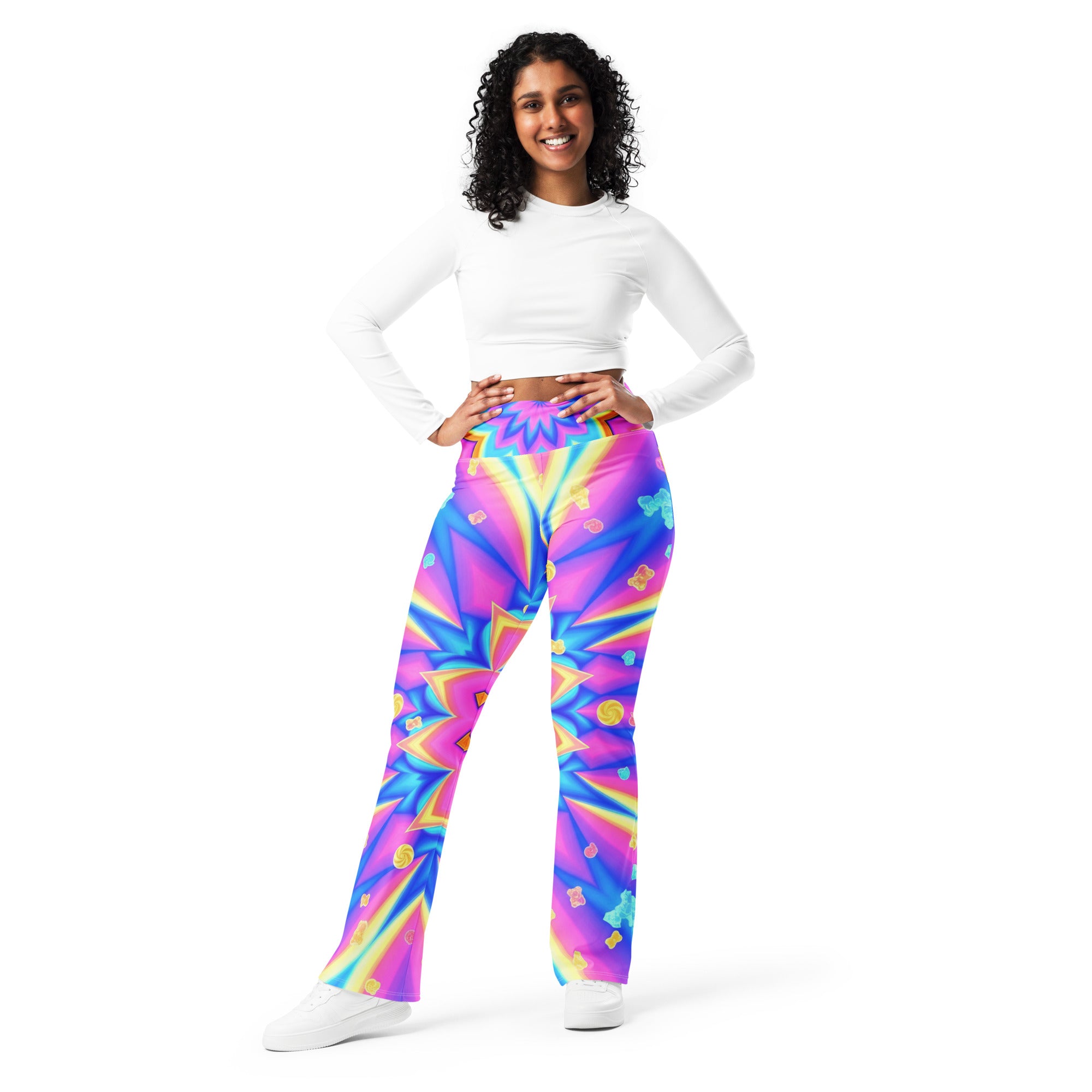 Psychedelic Candy Rave Flare Leggings | GearBunch