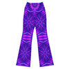 Vibrant Psychedelic Cosmic Violet Flare Leggings by GearBunch featuring a neon fractal radial burst design.