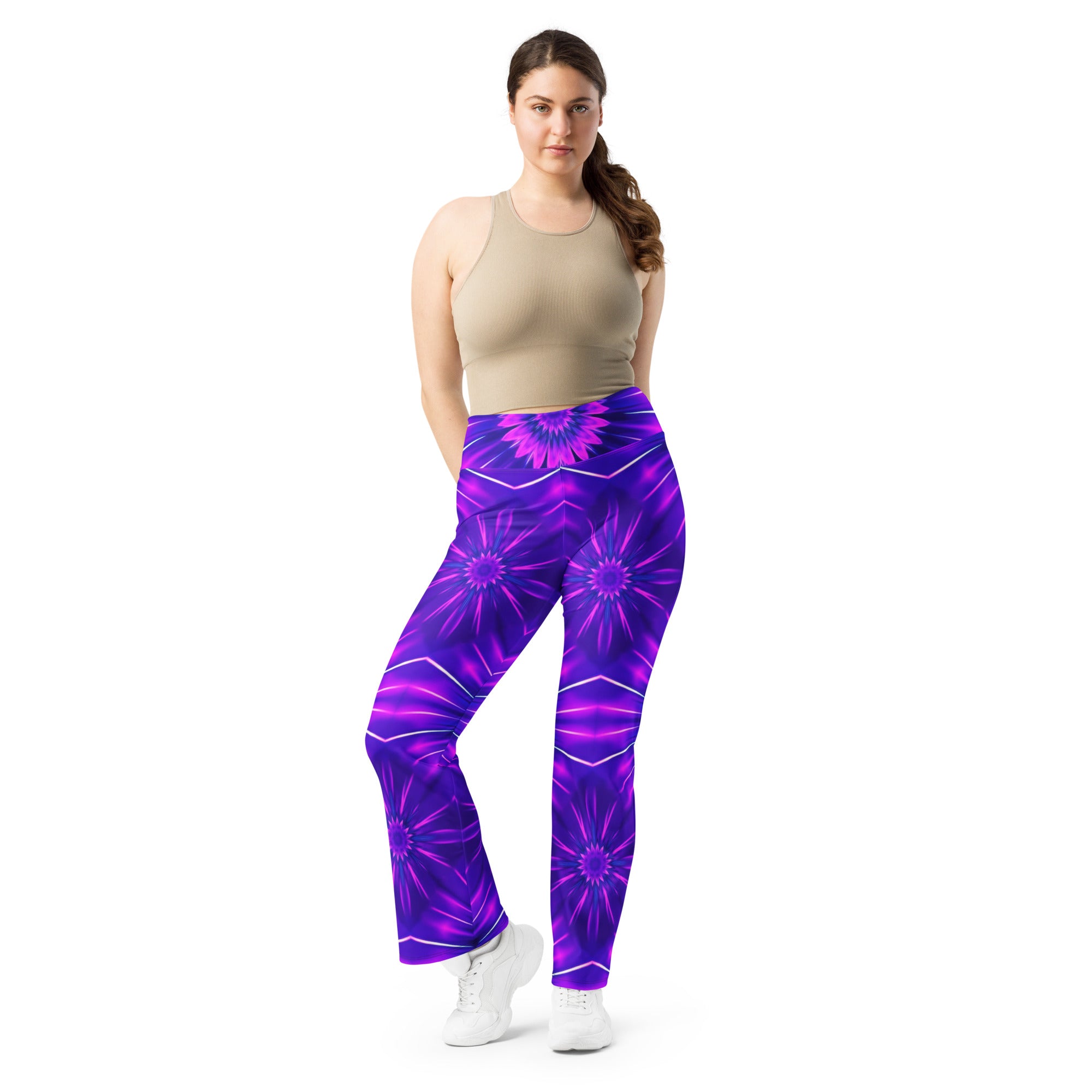 Psychedelic Cosmic Violet Flare Leggings | GearBunch
