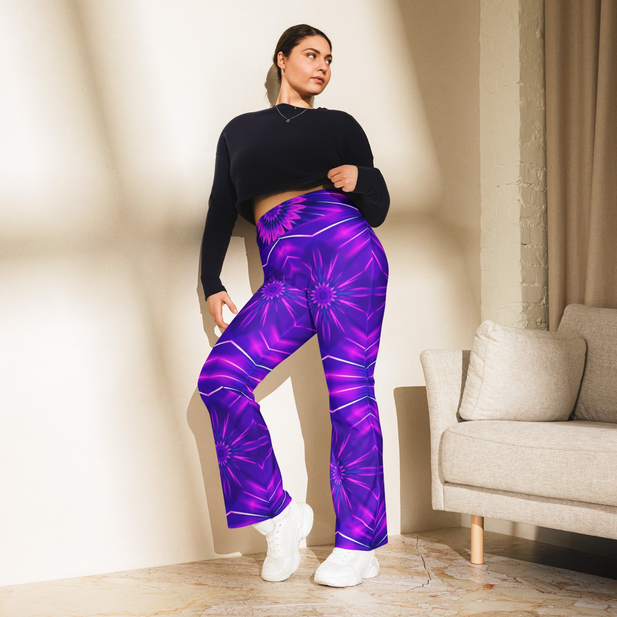 Psychedelic Cosmic Violet Flare Leggings | GearBunch