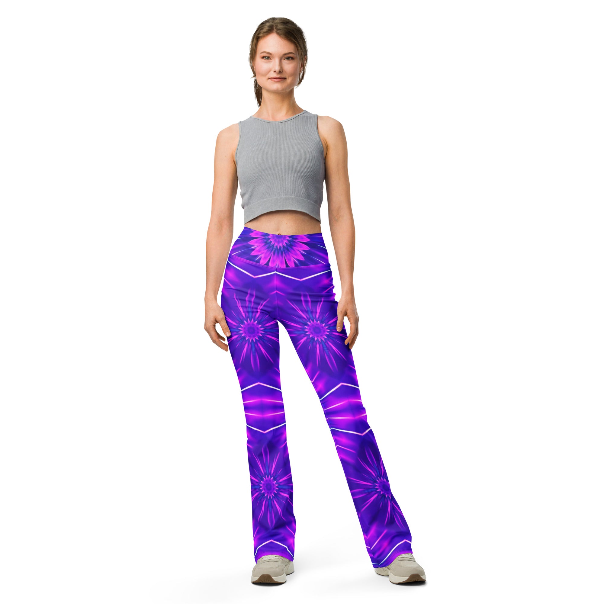Psychedelic Cosmic Violet Flare Leggings | GearBunch