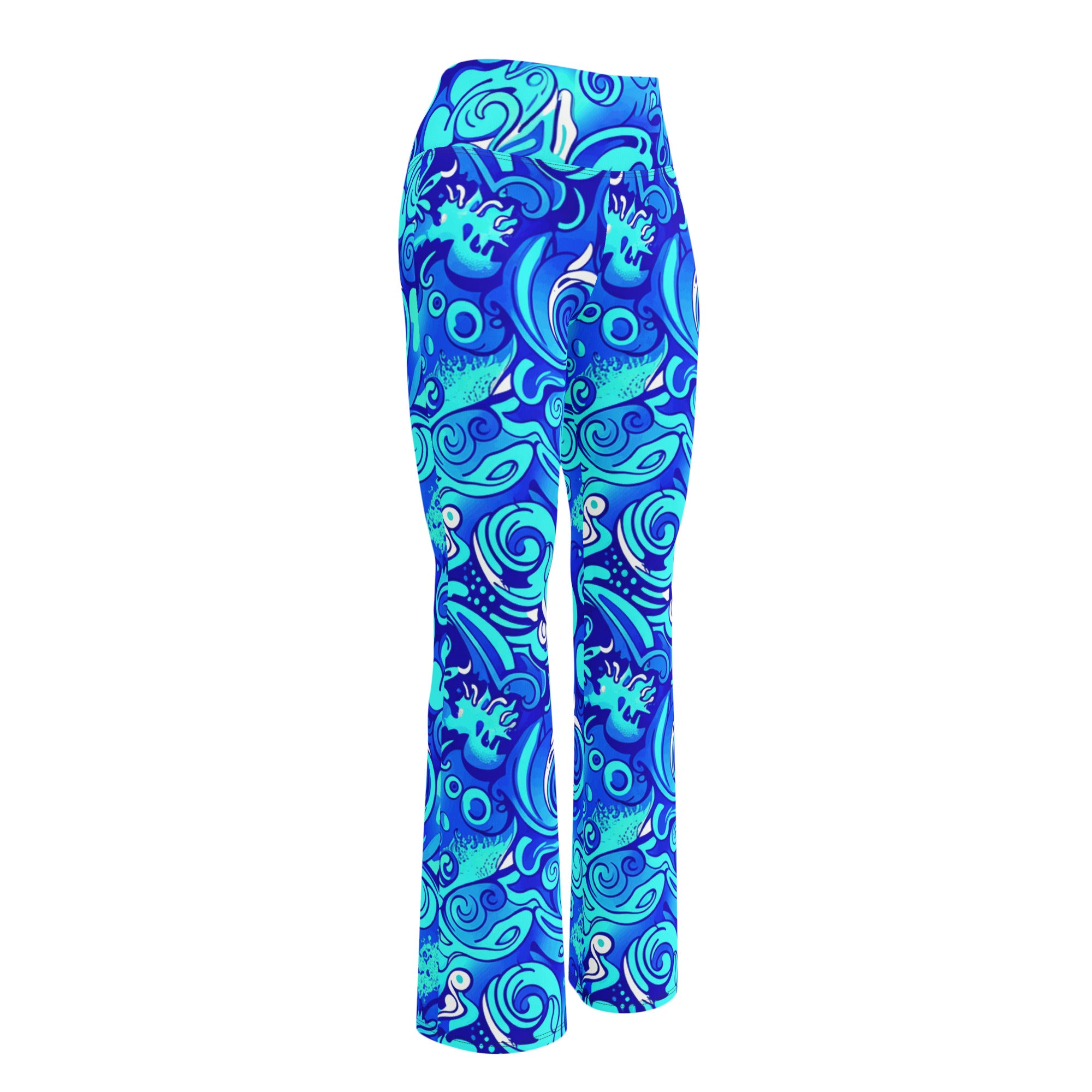 Psychedelic Electric Ocean Flare Leggings | GearBunch