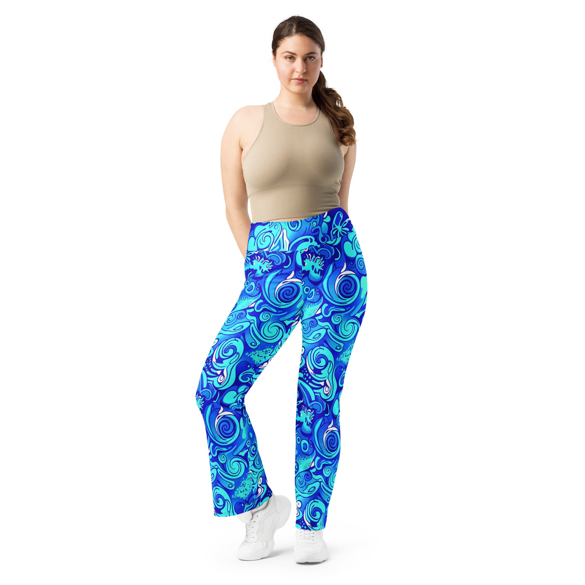 Psychedelic Electric Ocean Flare Leggings | GearBunch