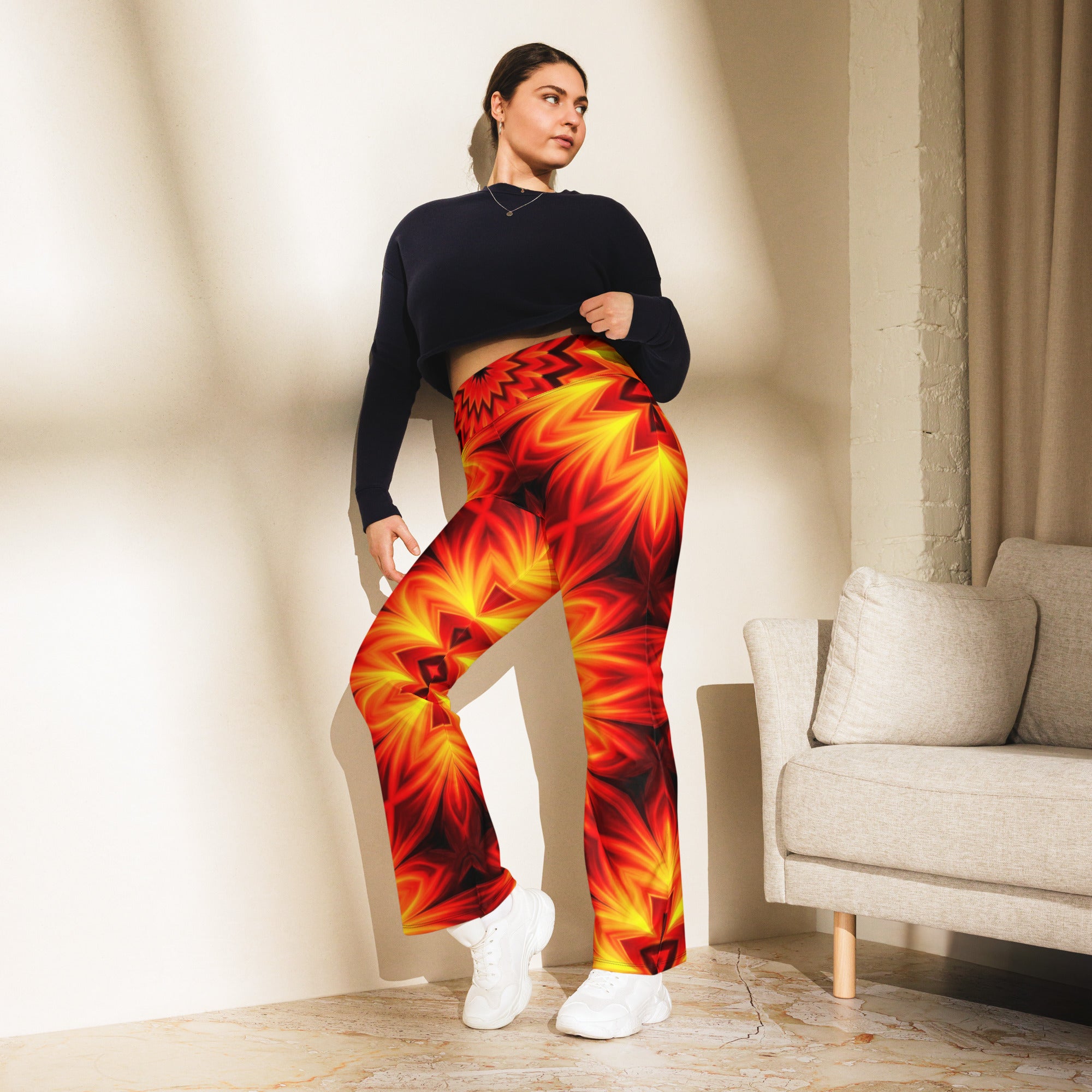 Psychedelic Magma Core Flare Leggings | GearBunch