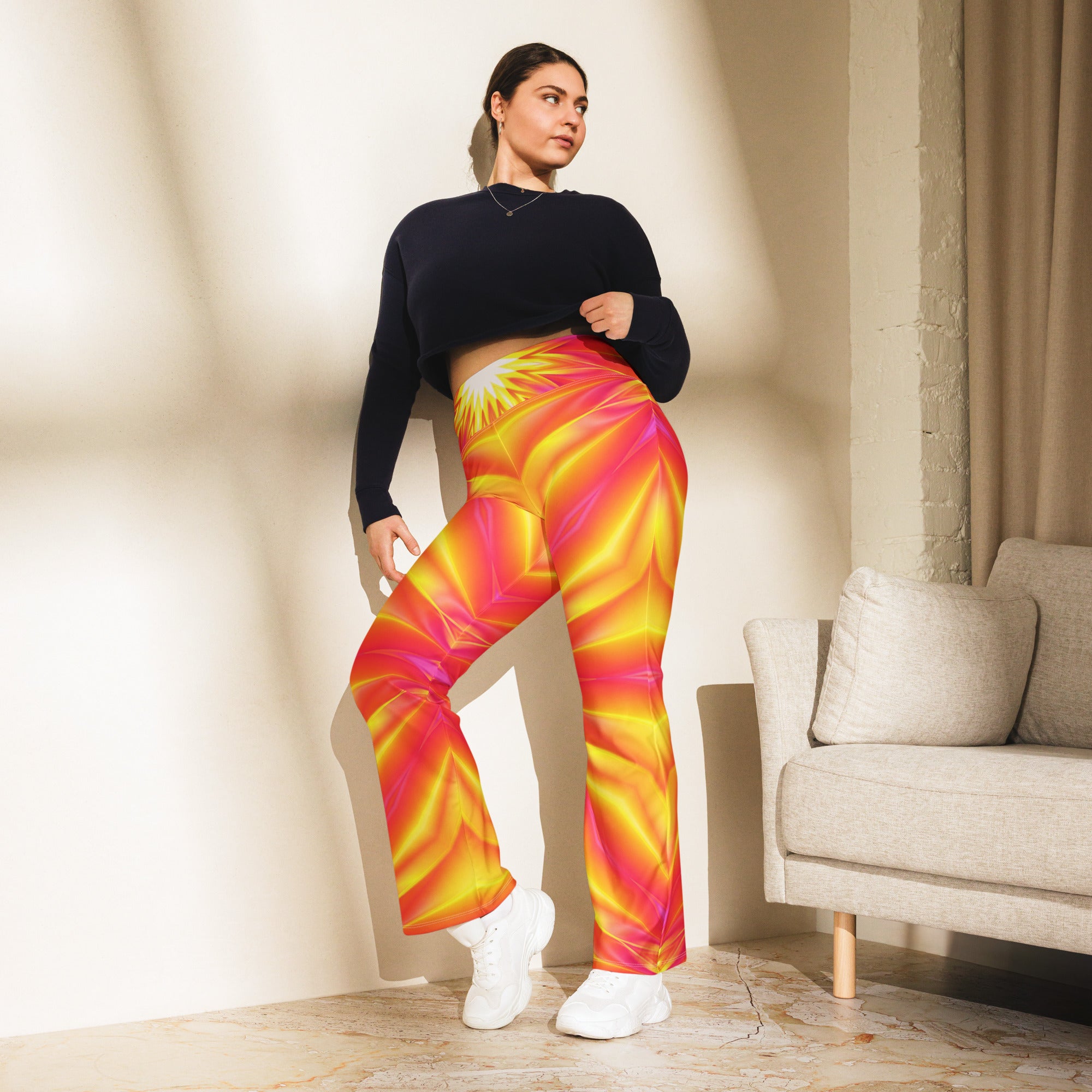 Psychedelic Solar Flare Flare Leggings | GearBunch