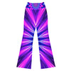 GearBunch Psychedelic Ultraviolet Bloom Flare Leggings featuring a vibrant neon radial pattern in purple, violet, magenta, and blue.