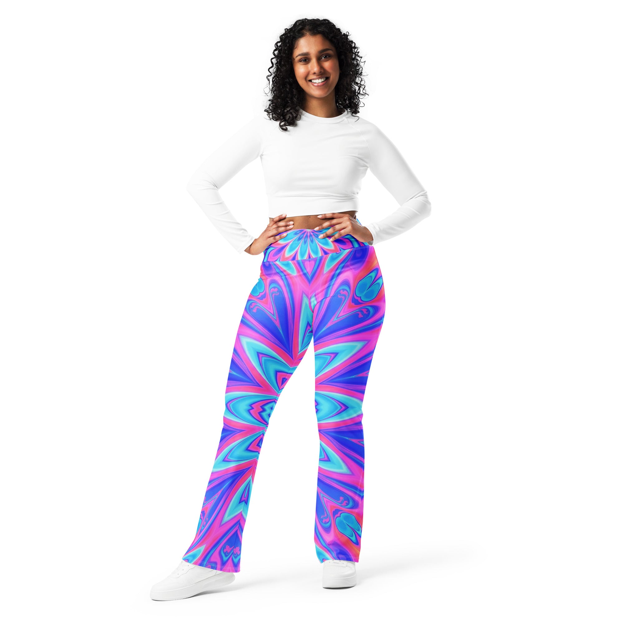 Psychedelic Vaporwave Dream Flare Leggings | GearBunch