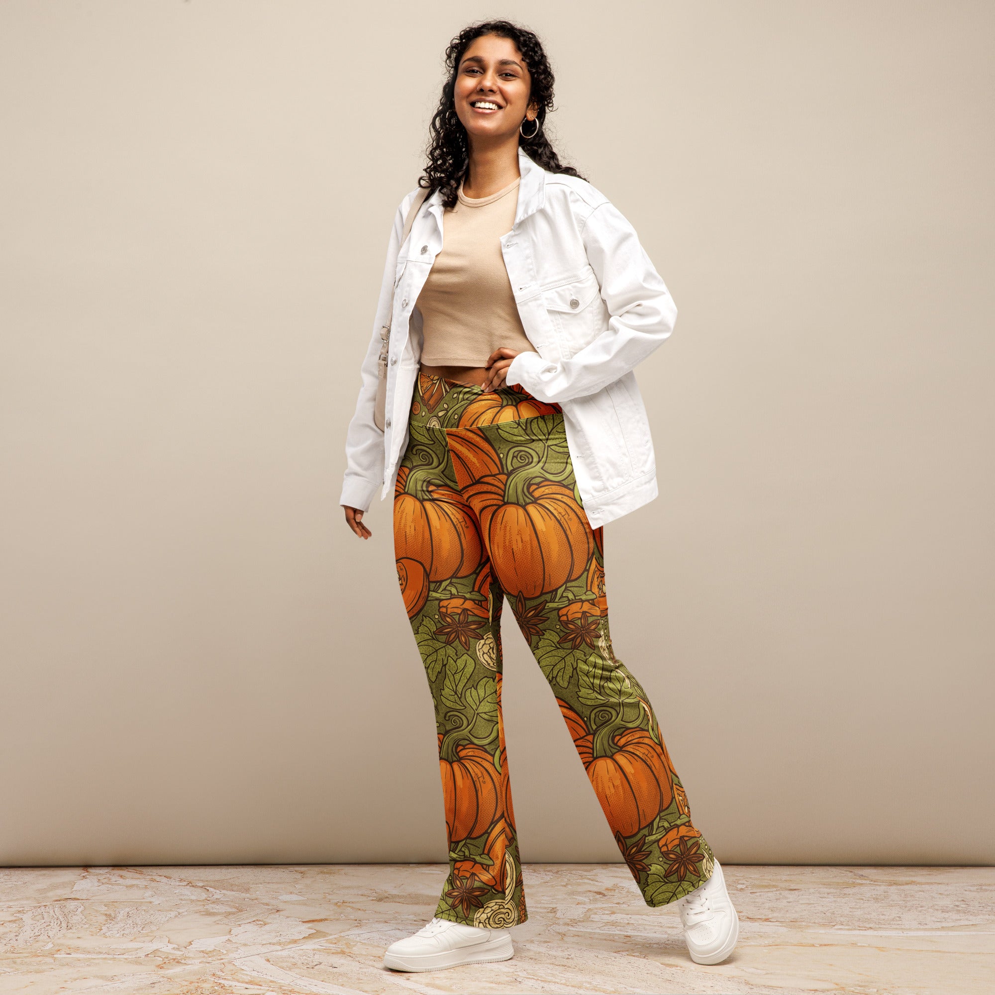 Pumpkin Spice Botanical Flare Leggings | GearBunch