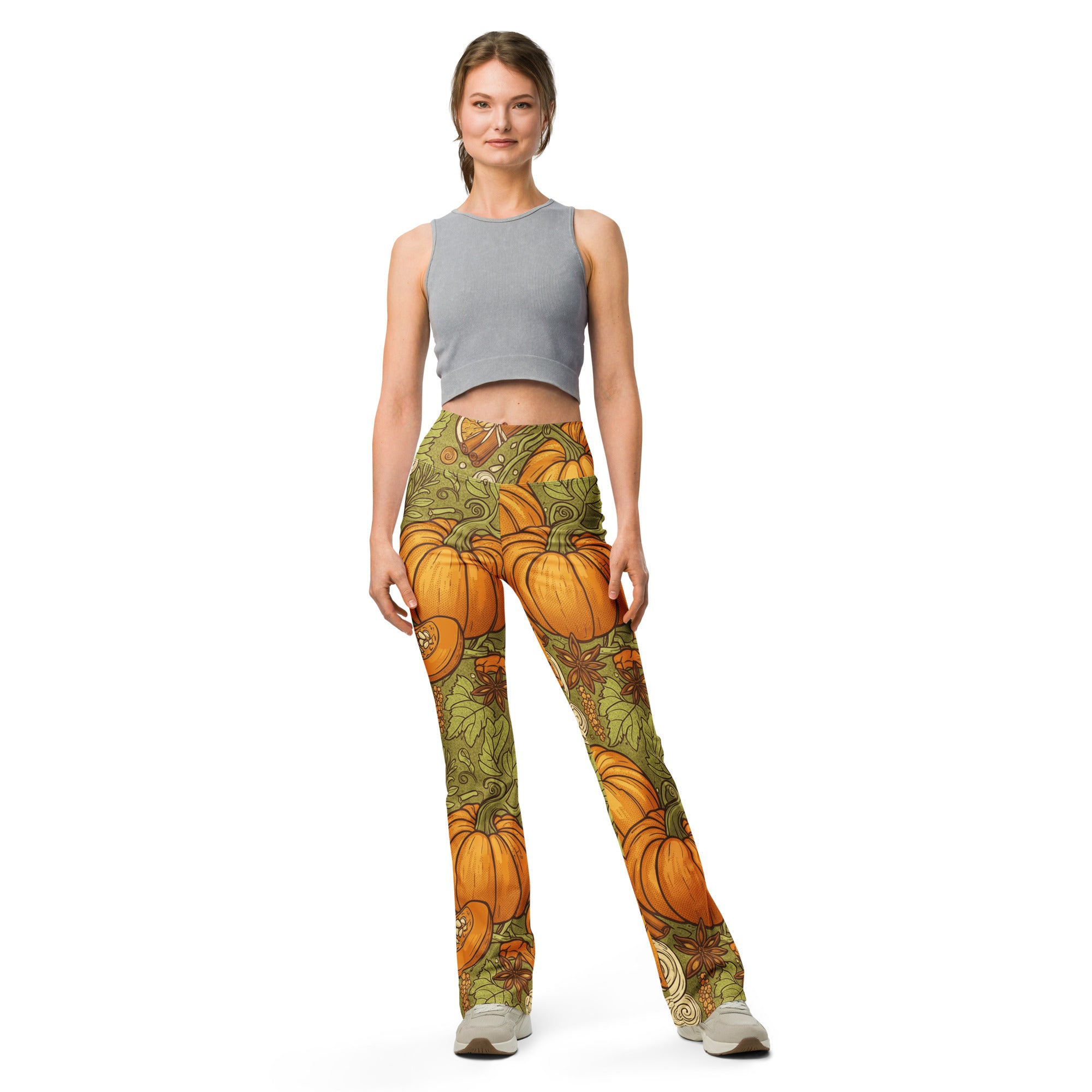 Pumpkin Spice Botanical Flare Leggings | GearBunch
