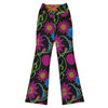 GearBunch Rainbow Paillette Botanical Flare Leggings featuring lush, vibrant floral patterns on a dark background.