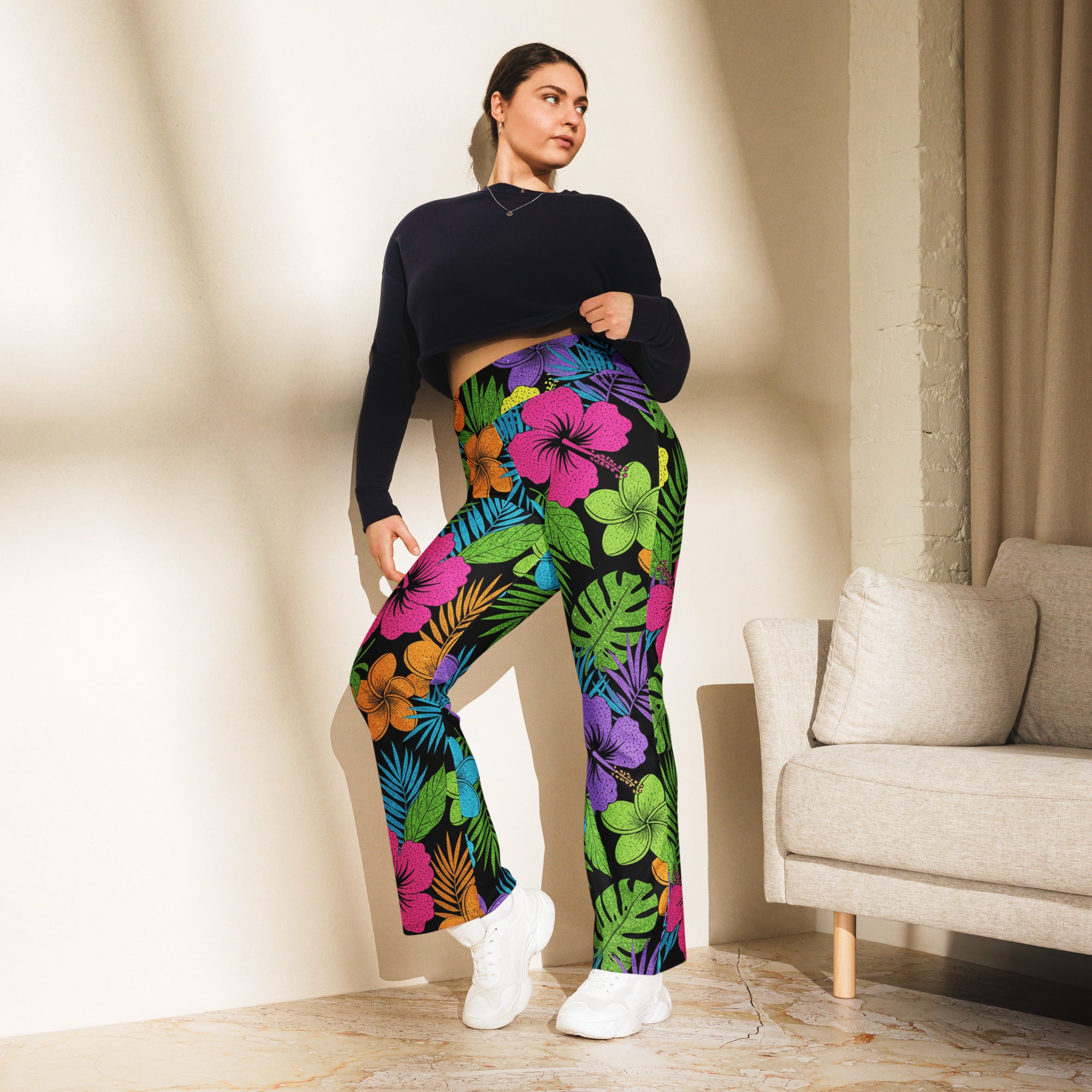 Rainbow Paillette Tropical Flare Leggings | GearBunch