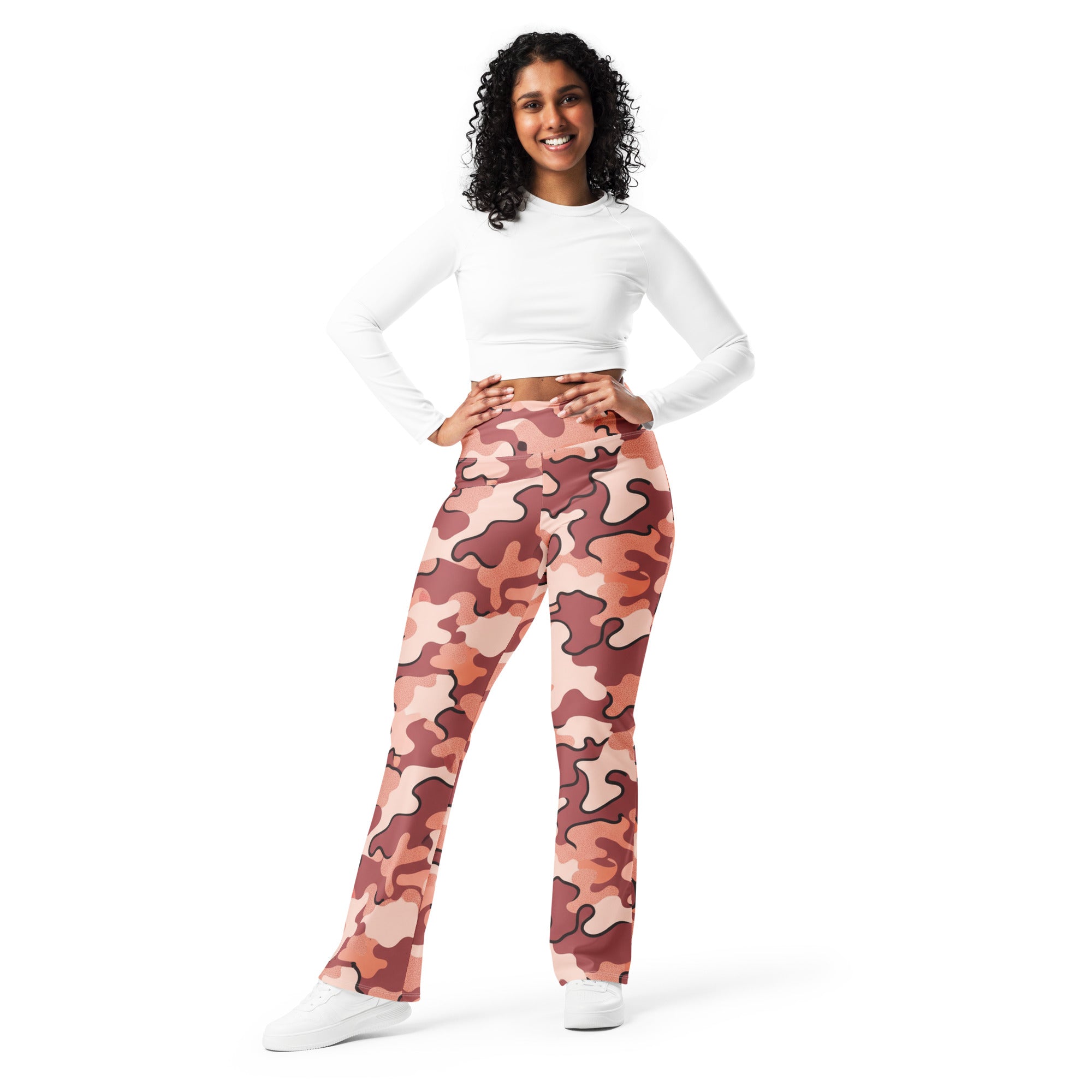 Rose Gold Camo Flare Leggings | GearBunch