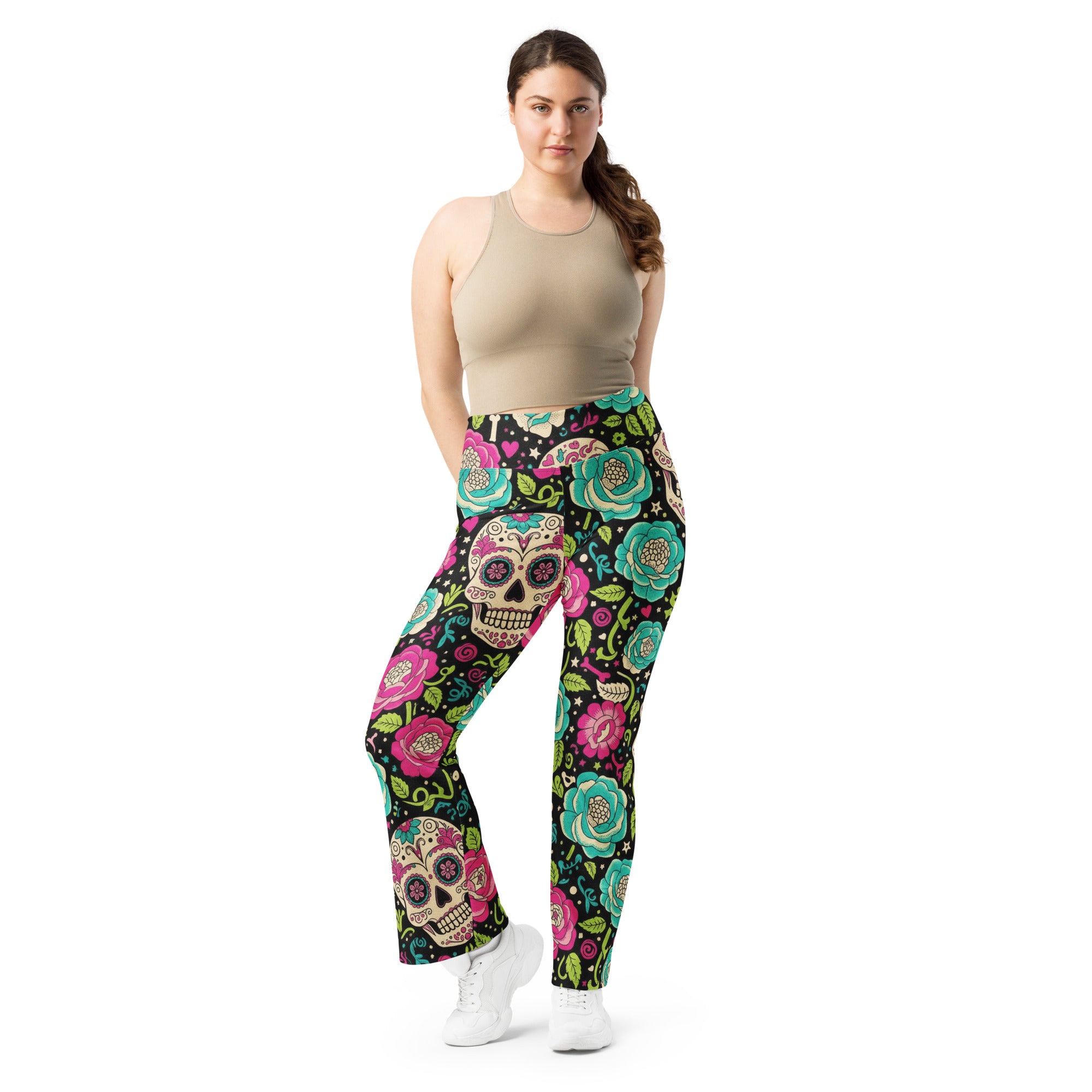 Sugar Skull Botanica Flare Leggings | GearBunch