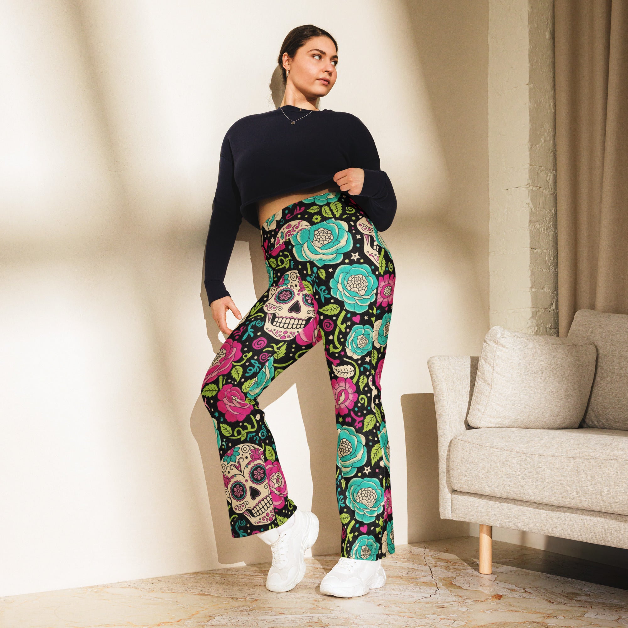 Sugar Skull Botanica Flare Leggings | GearBunch