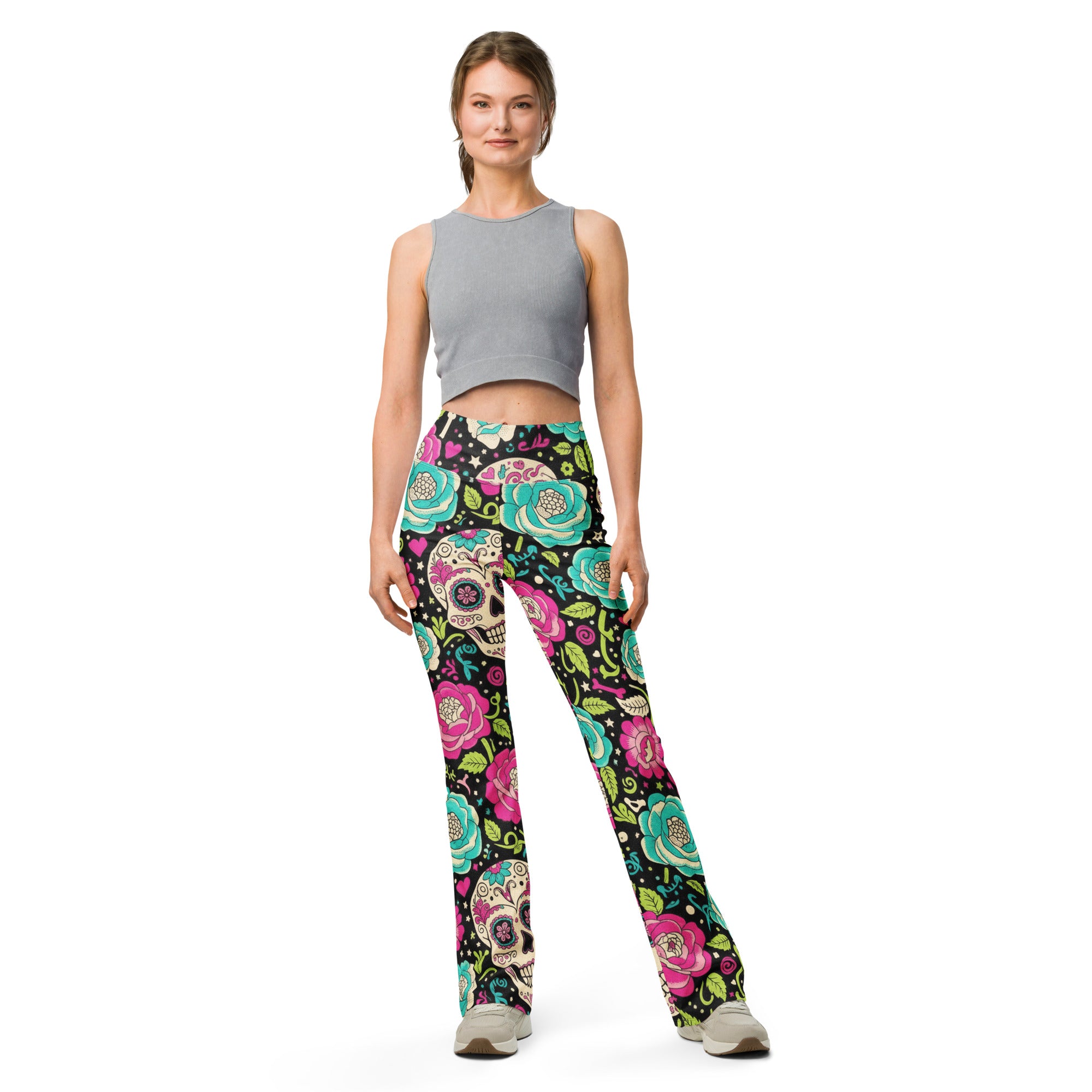 Sugar Skull Botanica Flare Leggings | GearBunch