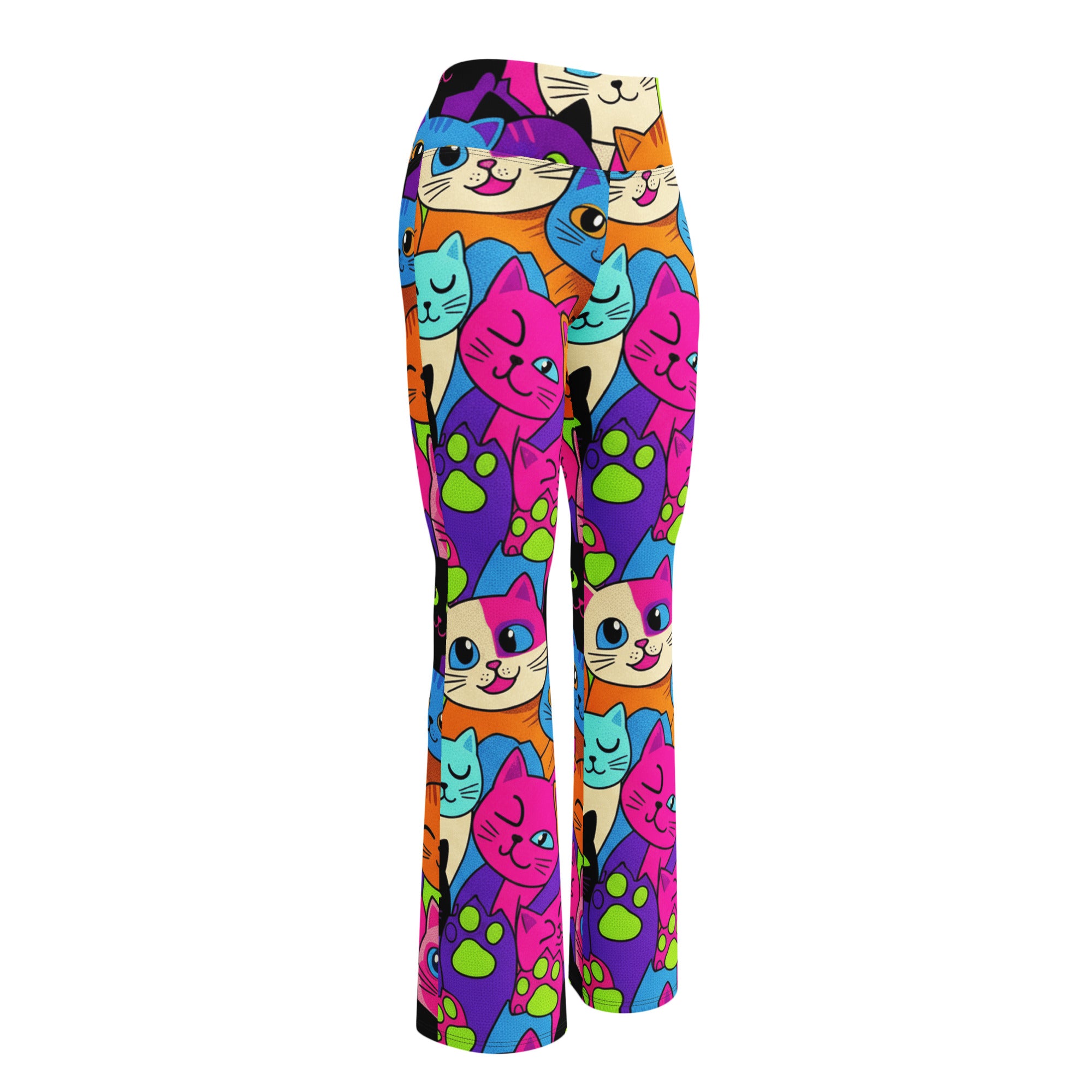 Vibrant Cats Everywhere Flare Leggings | GearBunch
