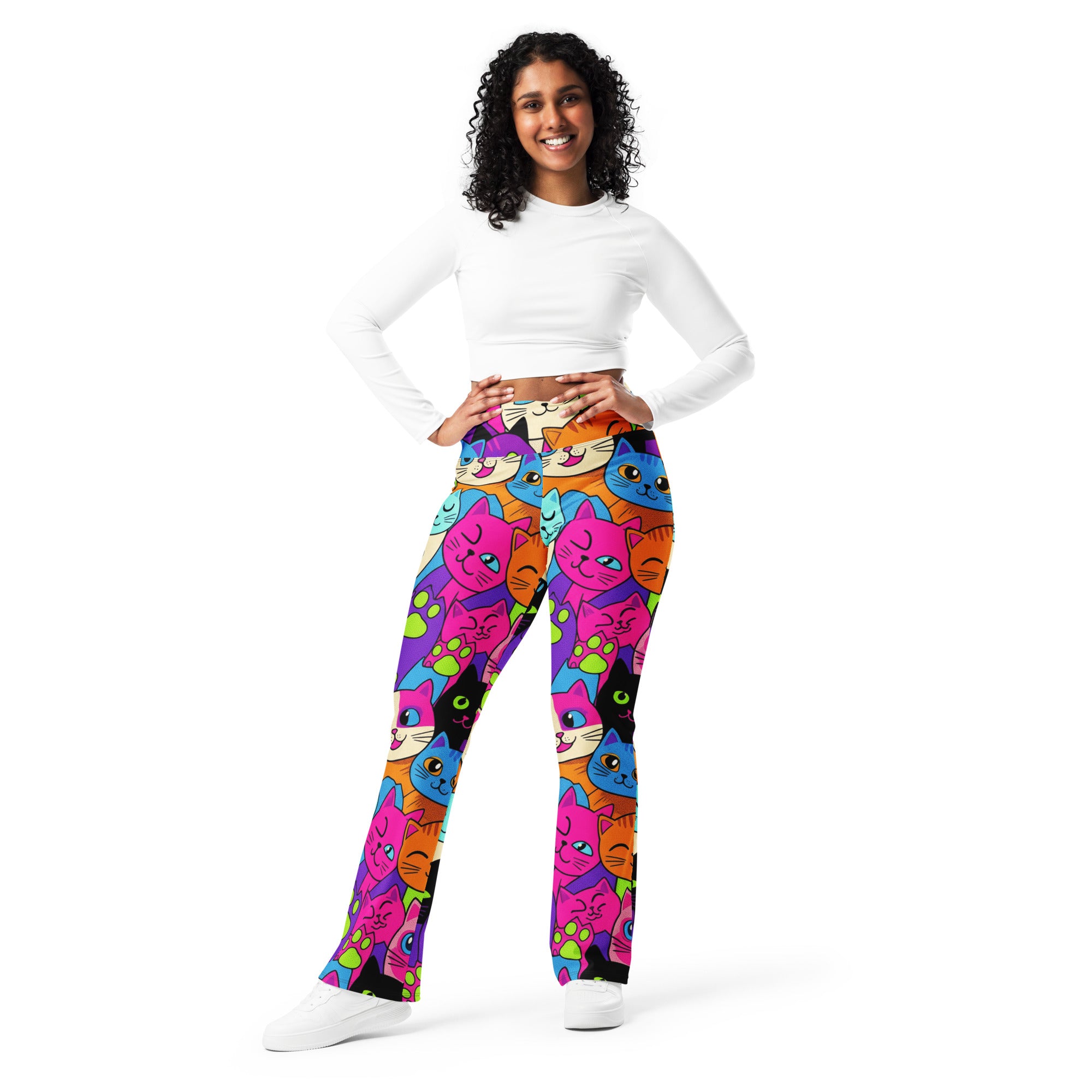 Vibrant Cats Everywhere Flare Leggings | GearBunch
