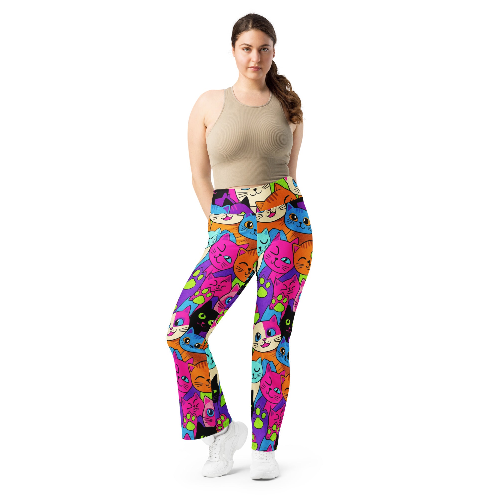 Vibrant Cats Everywhere Flare Leggings | GearBunch