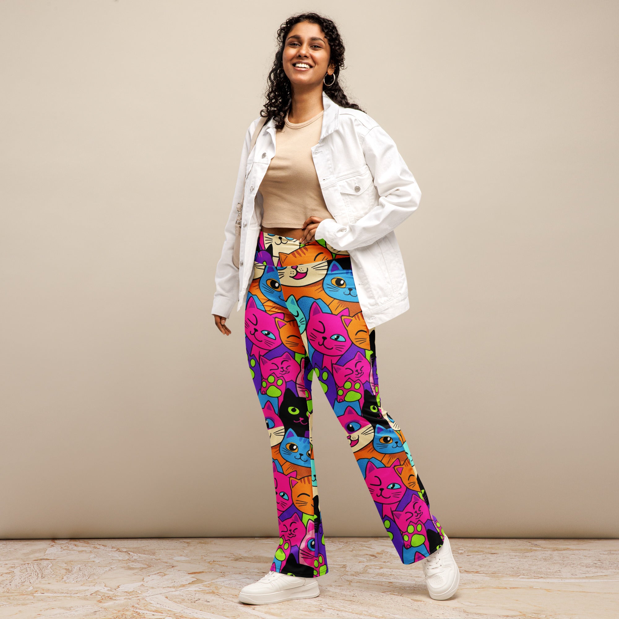 Vibrant Cats Everywhere Flare Leggings | GearBunch