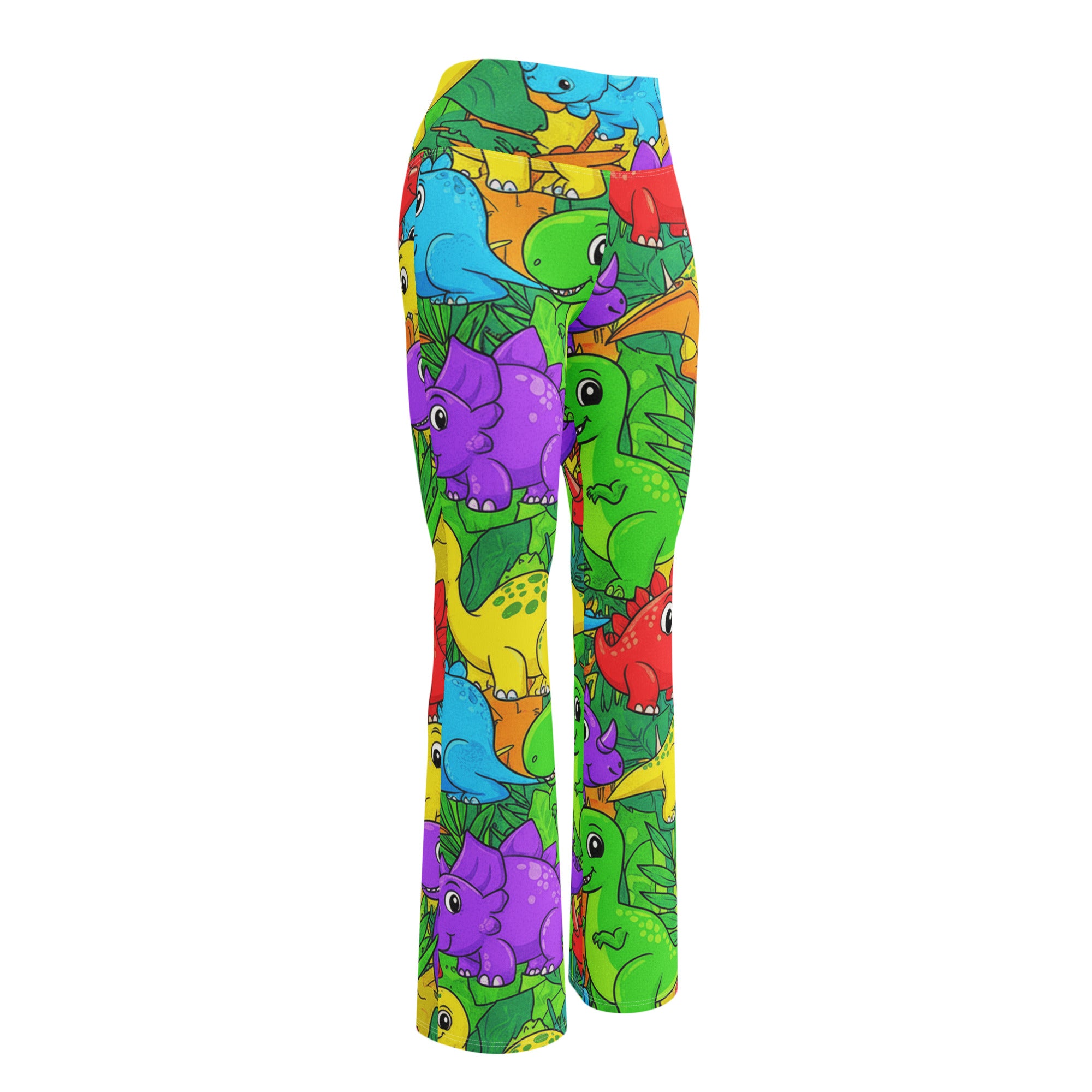 Vibrant Dinosaur Stomp Flare Leggings | GearBunch