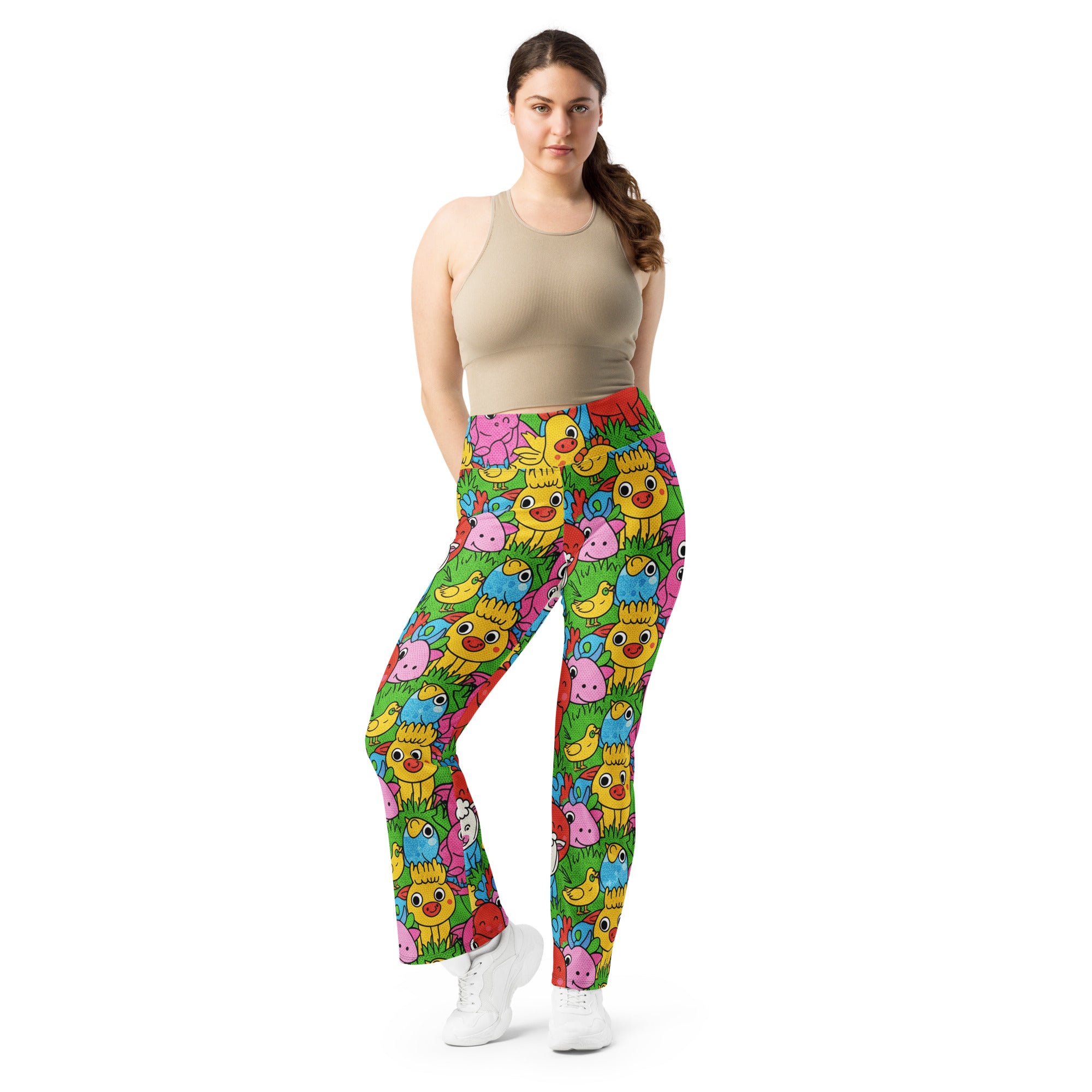 Vibrant Farm Animals Flare Leggings | GearBunch