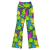 Full length image of Vibrant Frog Pond Flare Leggings, featuring colourful frog and toad print. GearBunch Flare Leggings for bold activewear.