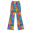 GearBunch Vibrant Jungle Safari Flare Leggings, featuring playful lions, giraffes, and elephants in vivid colours.