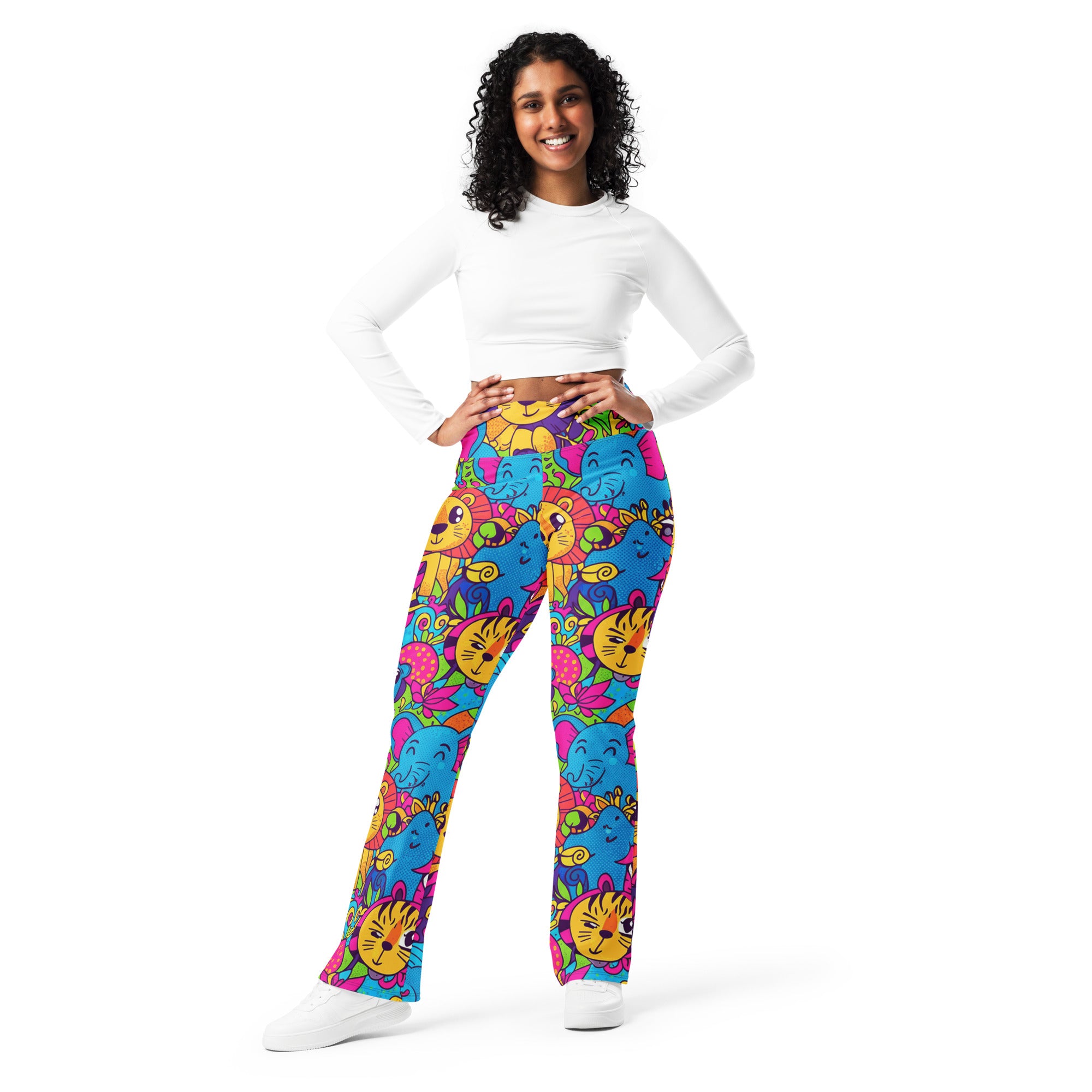Vibrant Jungle Safari Flare Leggings | GearBunch