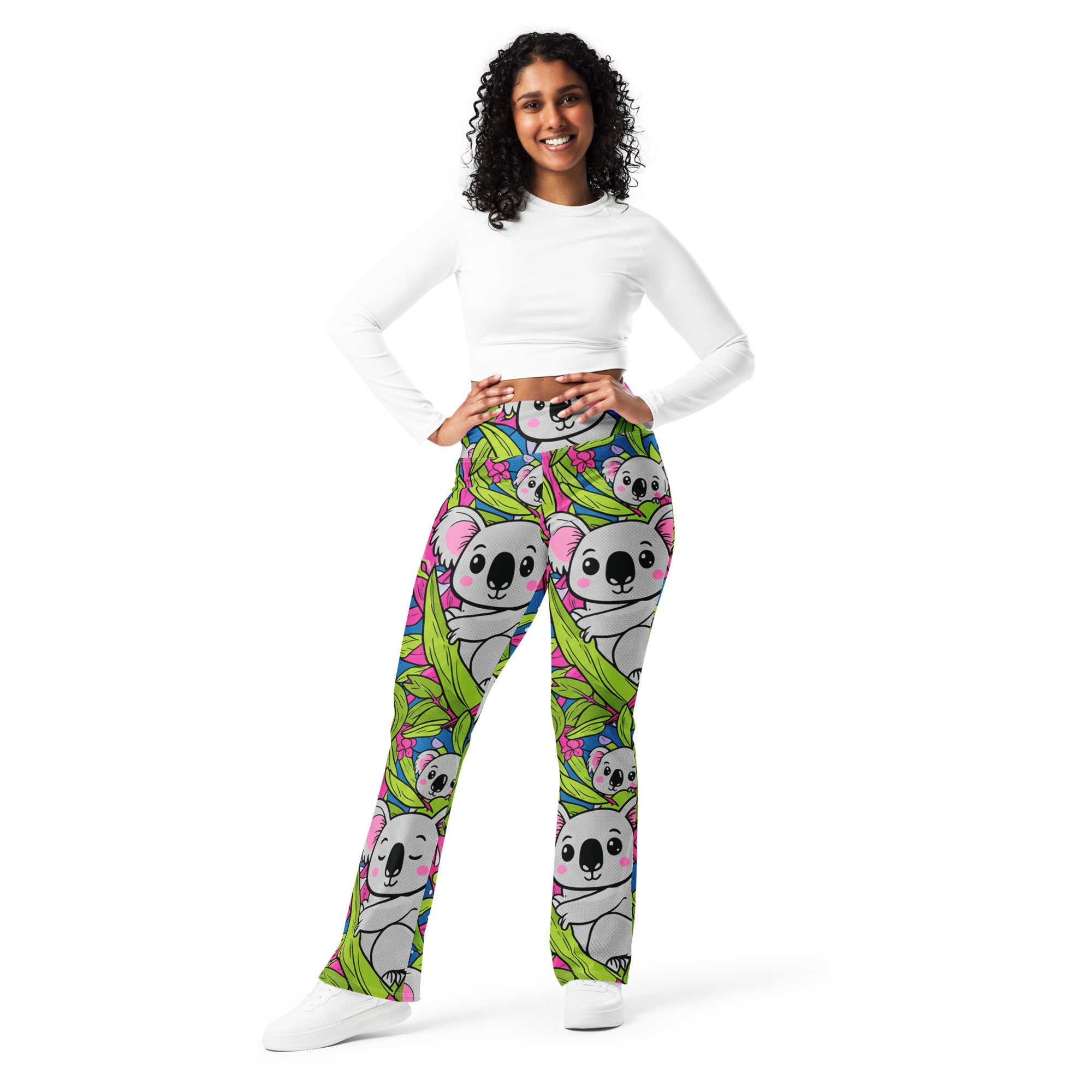 Vibrant Koala and Friends Flare Leggings | GearBunch
