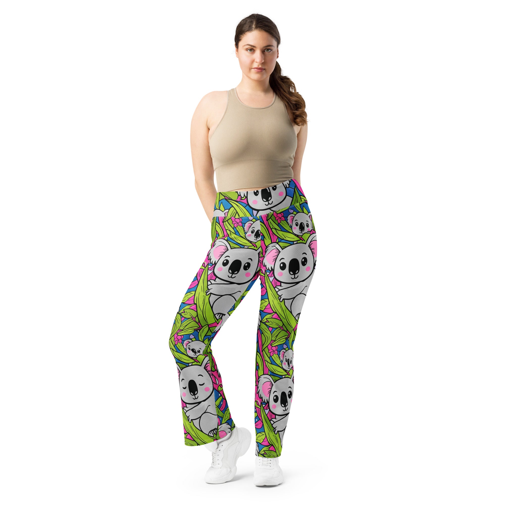 Vibrant Koala and Friends Flare Leggings | GearBunch