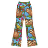 Vibrant Sloth Chill Flare Leggings by GearBunch. Cute sloths in rich brown, vivid green, hot pink, sky blue, sunny yellow, lavender hues.