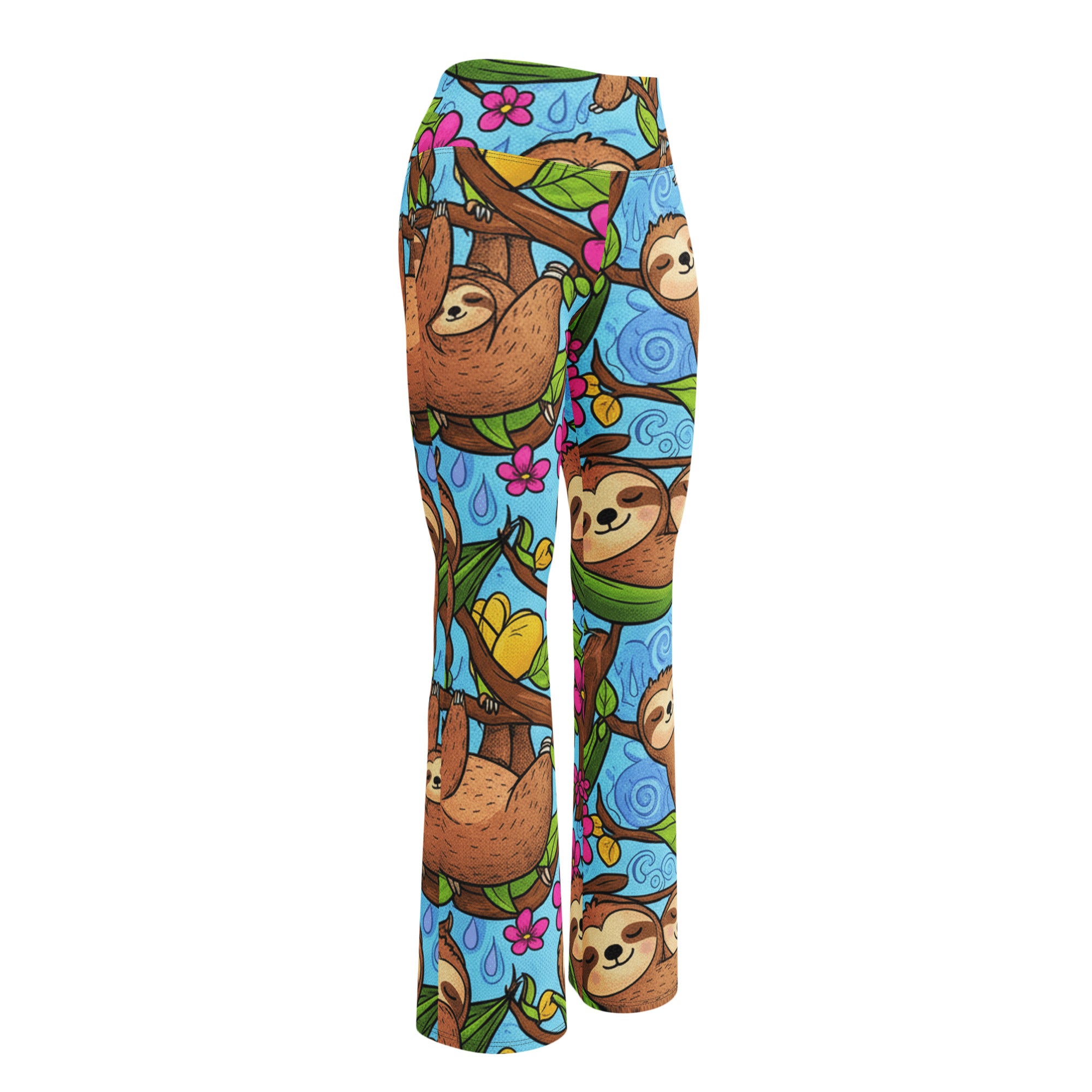 Vibrant Sloth Chill Flare Leggings | GearBunch