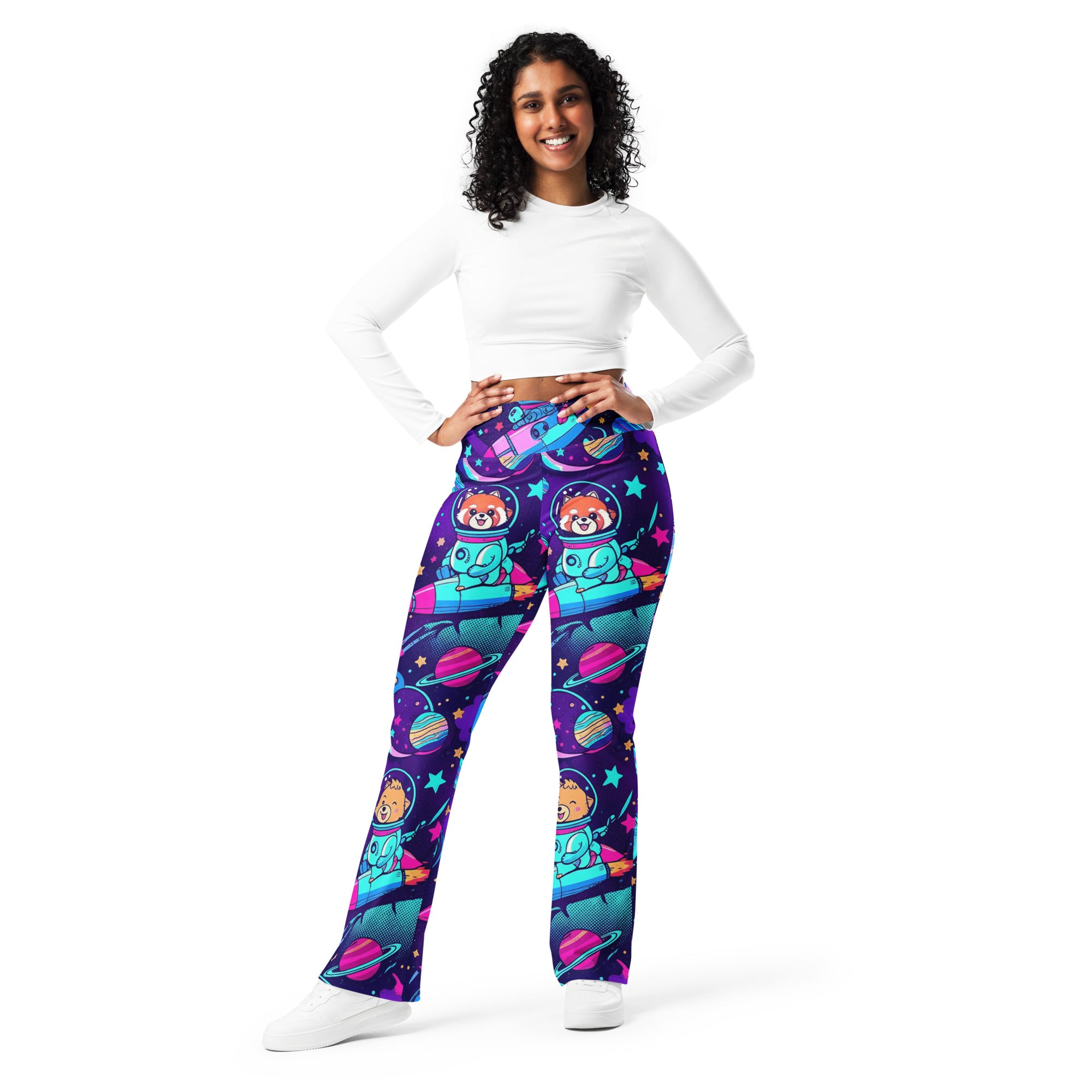 Vibrant Space Animals Flare Leggings | GearBunch