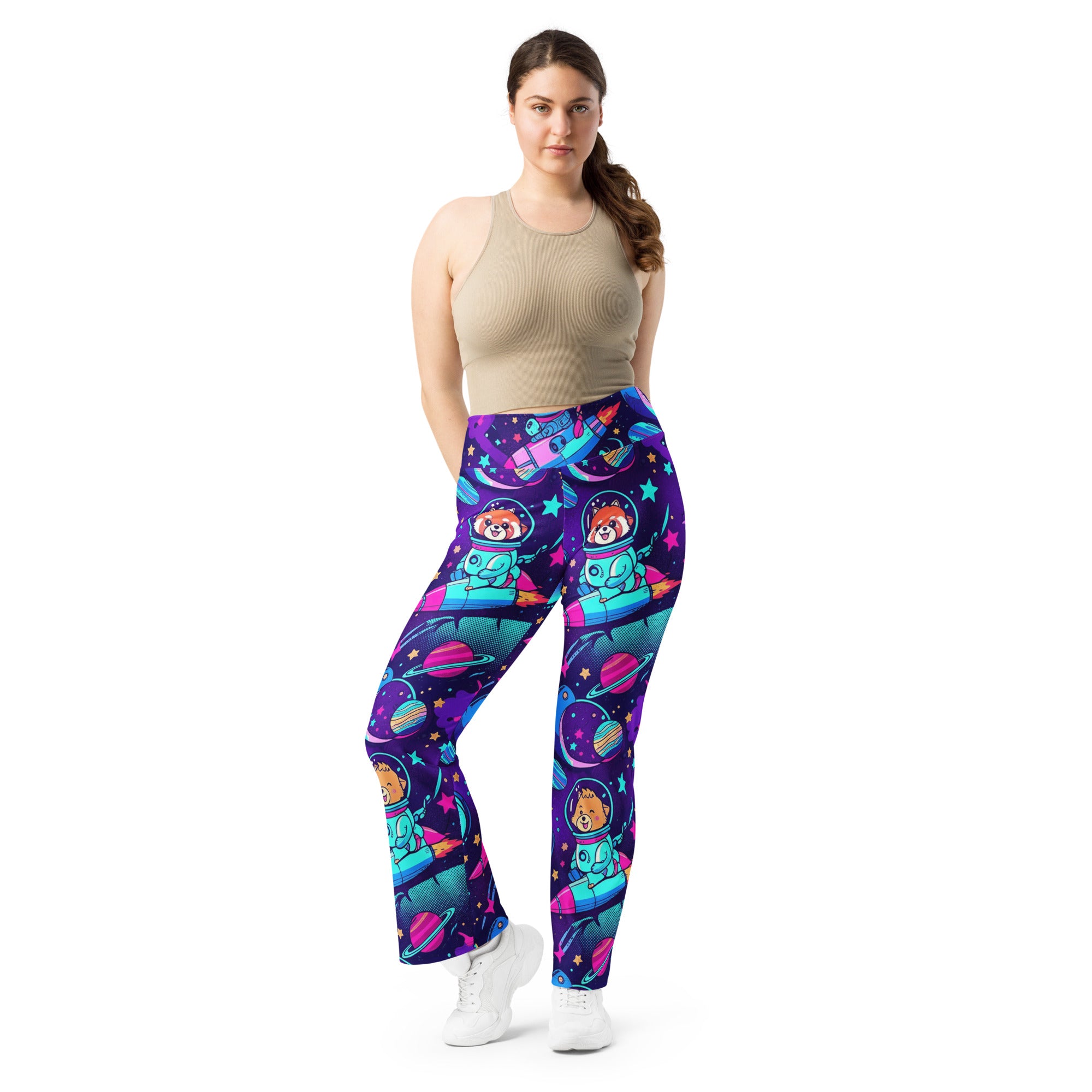Vibrant Space Animals Flare Leggings | GearBunch