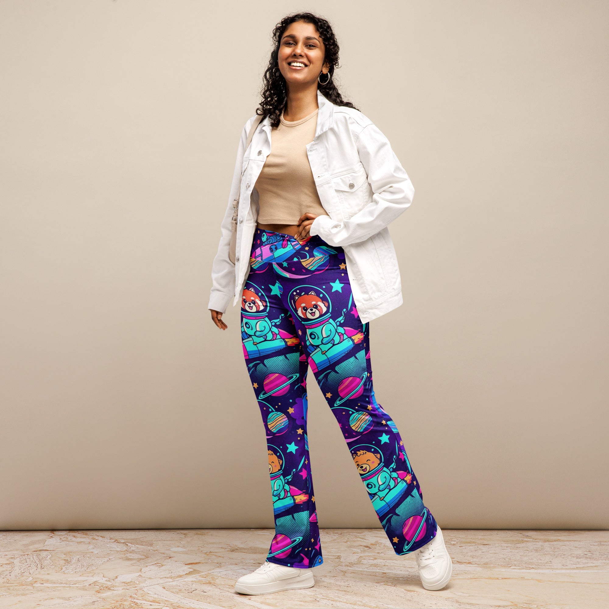 Vibrant Space Animals Flare Leggings | GearBunch