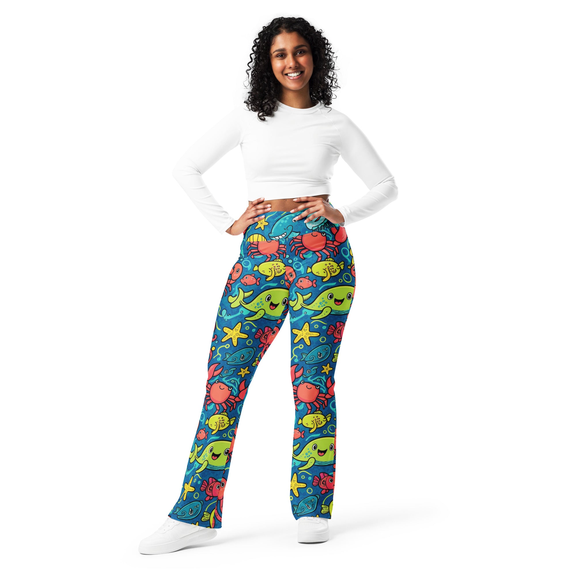 Vibrant Under the Sea Flare Leggings | GearBunch