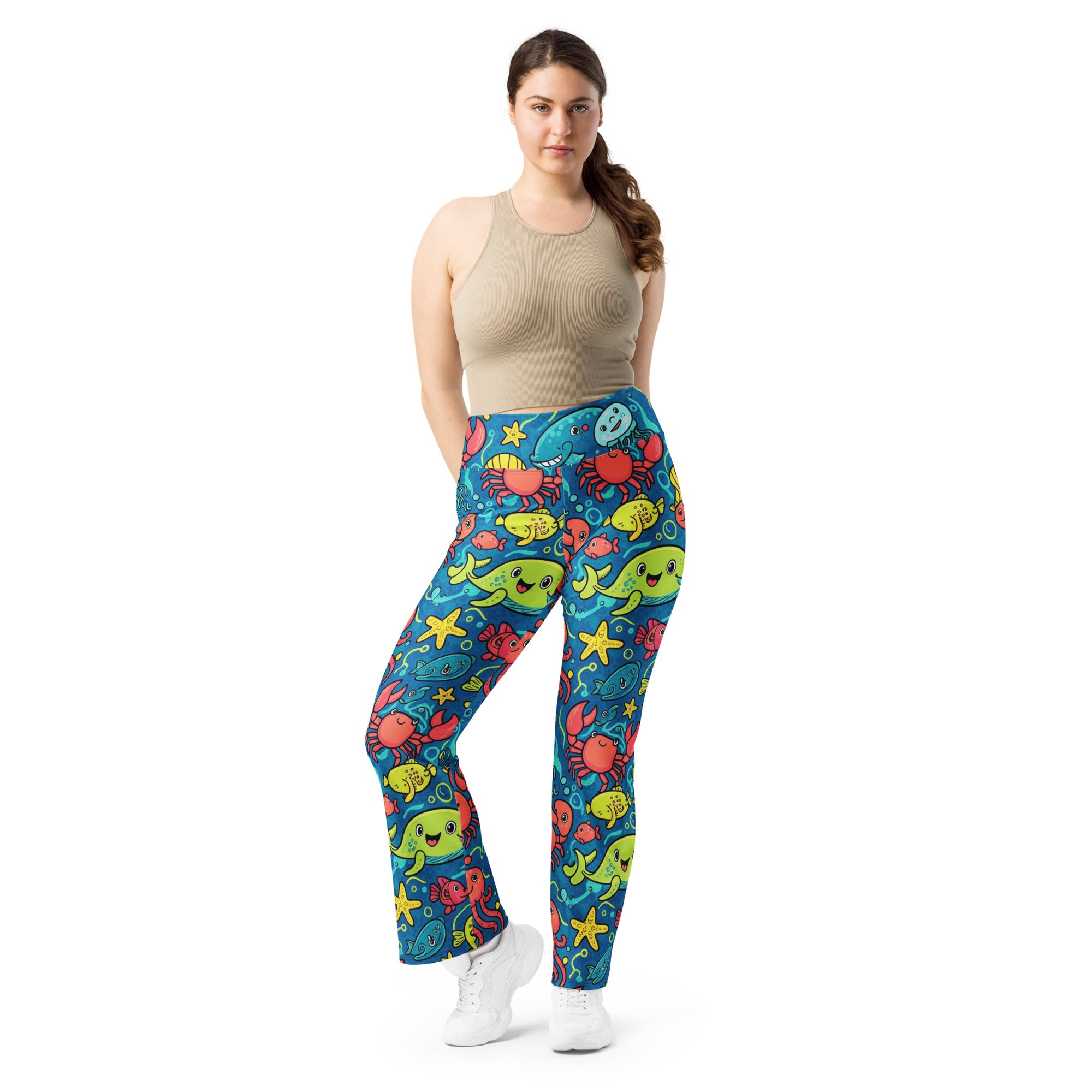Vibrant Under the Sea Flare Leggings | GearBunch