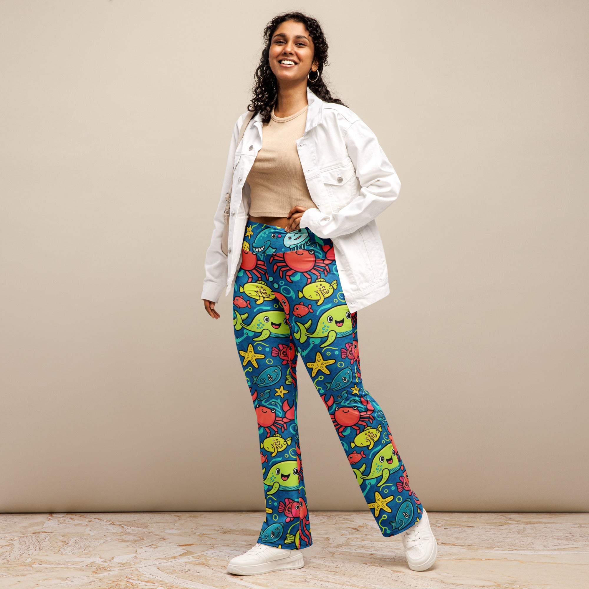 Vibrant Under the Sea Flare Leggings | GearBunch